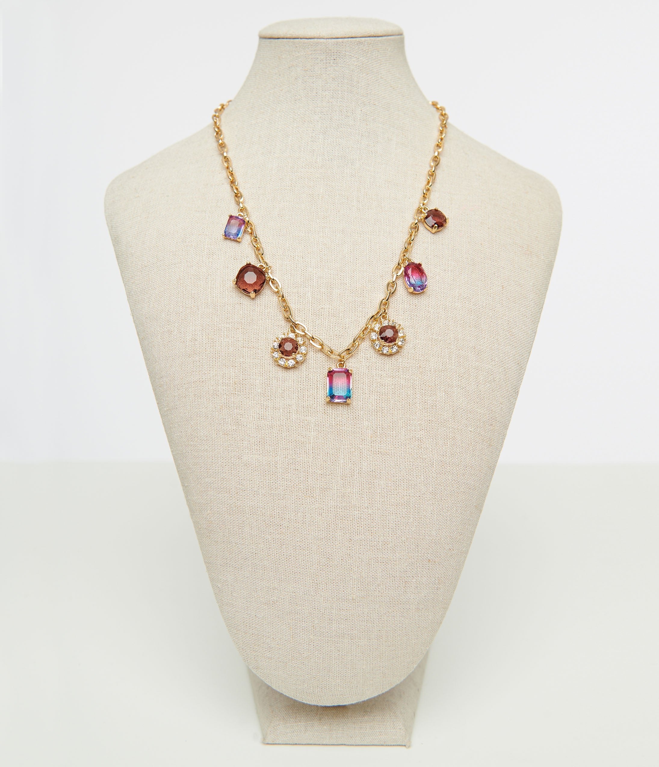 Vintage 1920s Multicolor Gemstone Necklace - Art Deco Jewelry for Women, Perfect for Parties, Weddings & Special Occasions