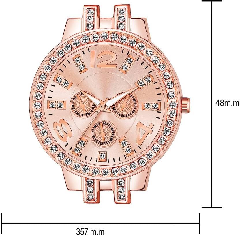 Trendyaddy Women's Gold Stainless Steel Analog Quartz Watch with Round Dial - Elegant & Durable Timepiece for Everyday Wear, Birthday, Rakshabandhan & Festive Gifts | Perfect for Office, Party & Casual Outfits
