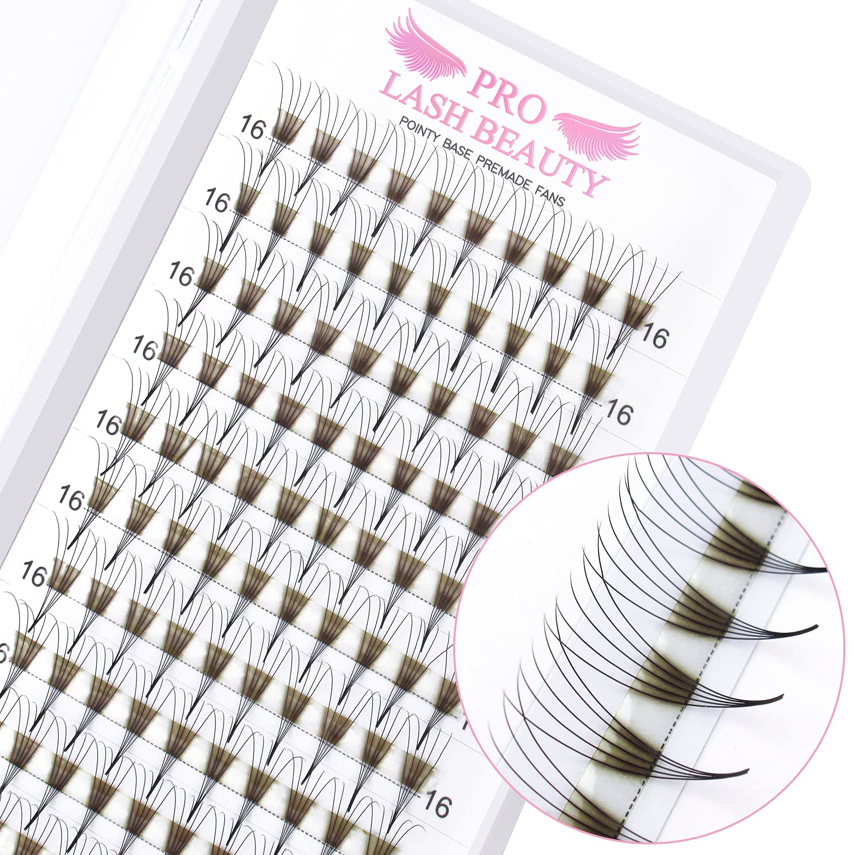 6D-C-0.07-16mm Premade Volume Eyelash Extensions - C/D Curl Pointed Base Fans for Dramatic Look | Perfect for Weddings, Parties & Special Occasions