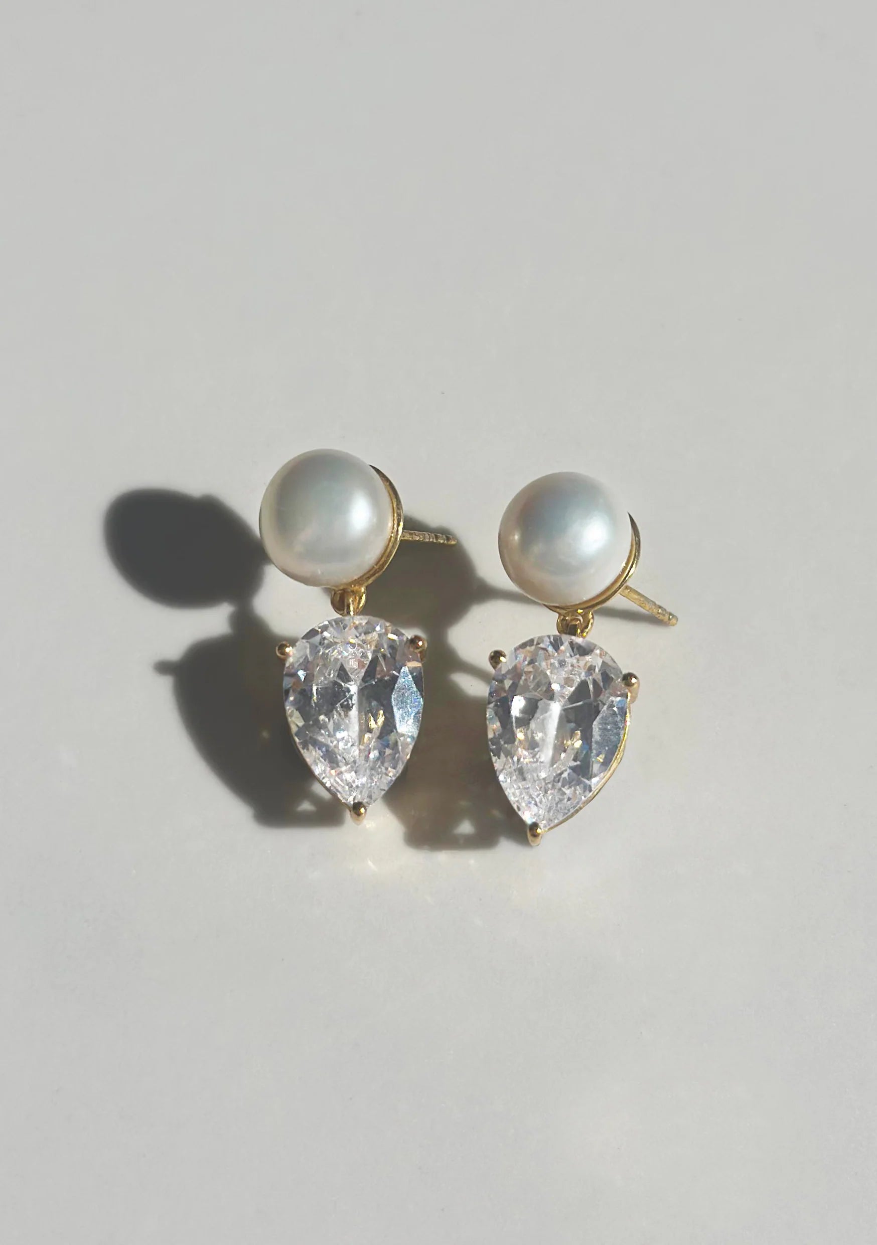 Lola Knight Harper Crystal and Pearl Drop Bridal Earrings - Gold Wedding Jewelry for Brides, Bridesmaids, and Formal Events