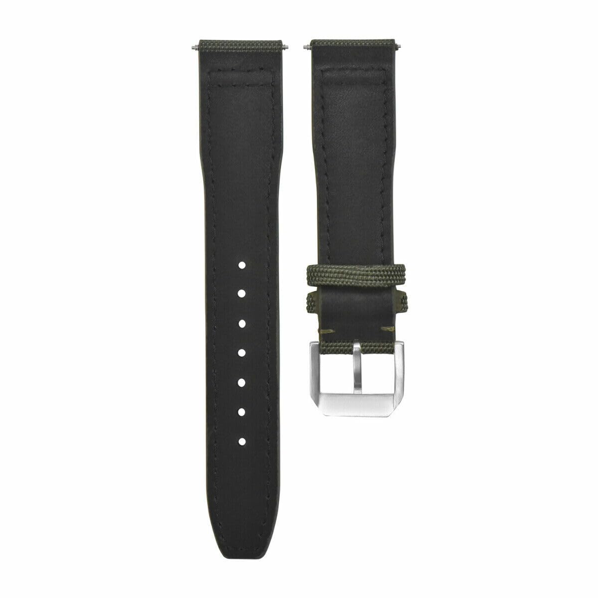 22mm Canvas Leather Watch Band Strap Replacement for IWC Pilot & Top Gun - Durable Green Portuguese Style Watch Strap for Men | Perfect for Casual Wear, Business Attire & Outdoor Adventures
