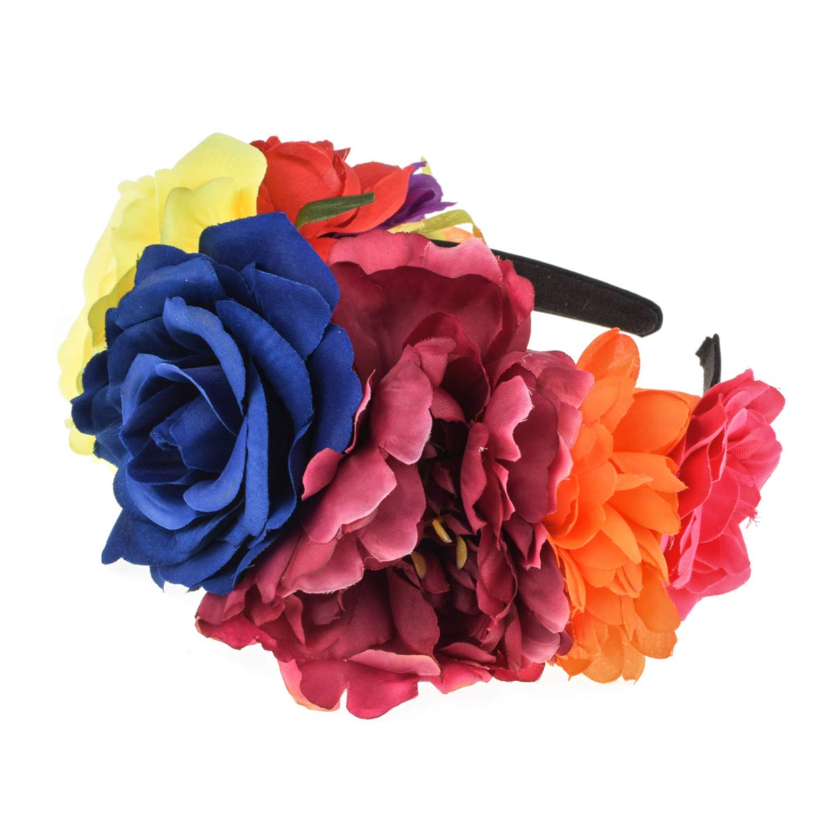 Vividsun Rose Flower Crown for Day of The Dead - Floral Headpiece for Women, Halloween Costume Accessory, Festival Party, Boho Wedding, Photo Shoot Props