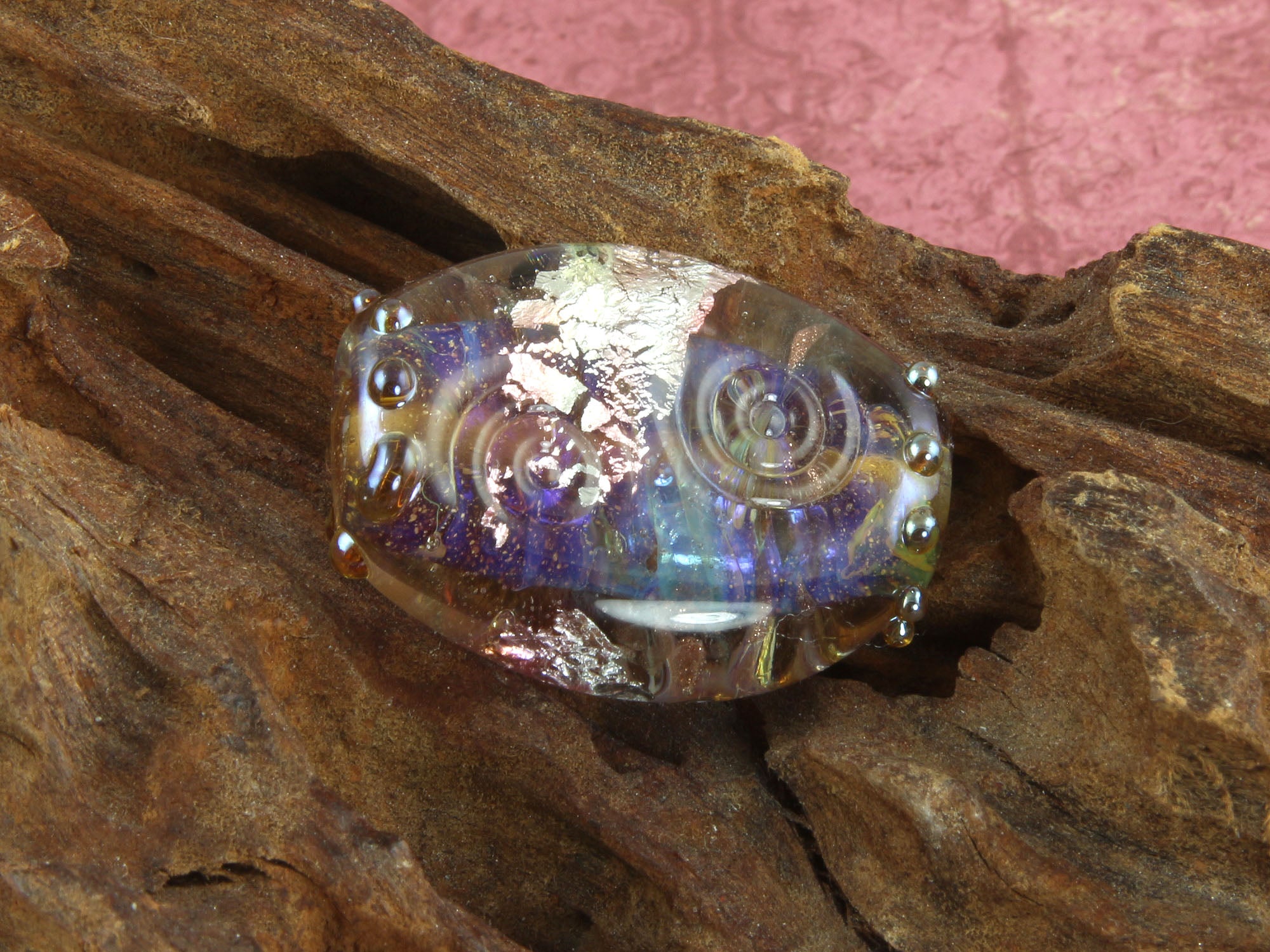 Handmade Purple Shimmer Lampwork Glass Focal Bead for Jewelry Making - Perfect for Necklaces, Bracelets & DIY Craft Projects
