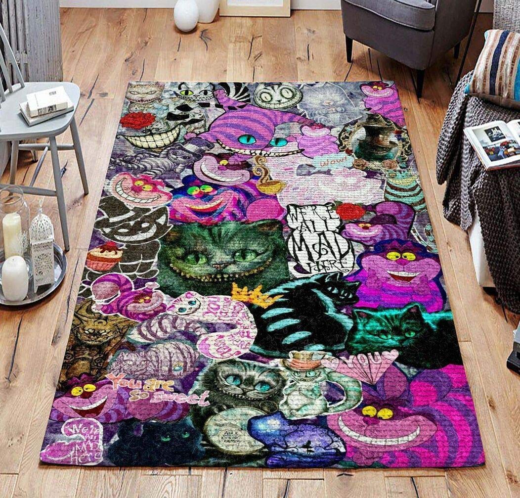 Alice in Wonderland Themed Non-Slip Area Rug - Soft Living Room Floor Mat for Bedroom, Kids Playroom & Kitchen Decor (3'x5') - Perfect for Nursery, Dorm or Fantasy Themed Spaces