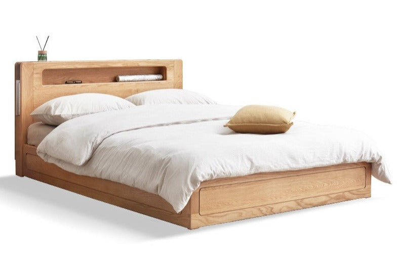 Premium Oak Solid Wood Luminous Box Bed - Durable Nightstand with Glow-in-the-Dark Features for Bedroom, Guest Room, and Kids Room Decor