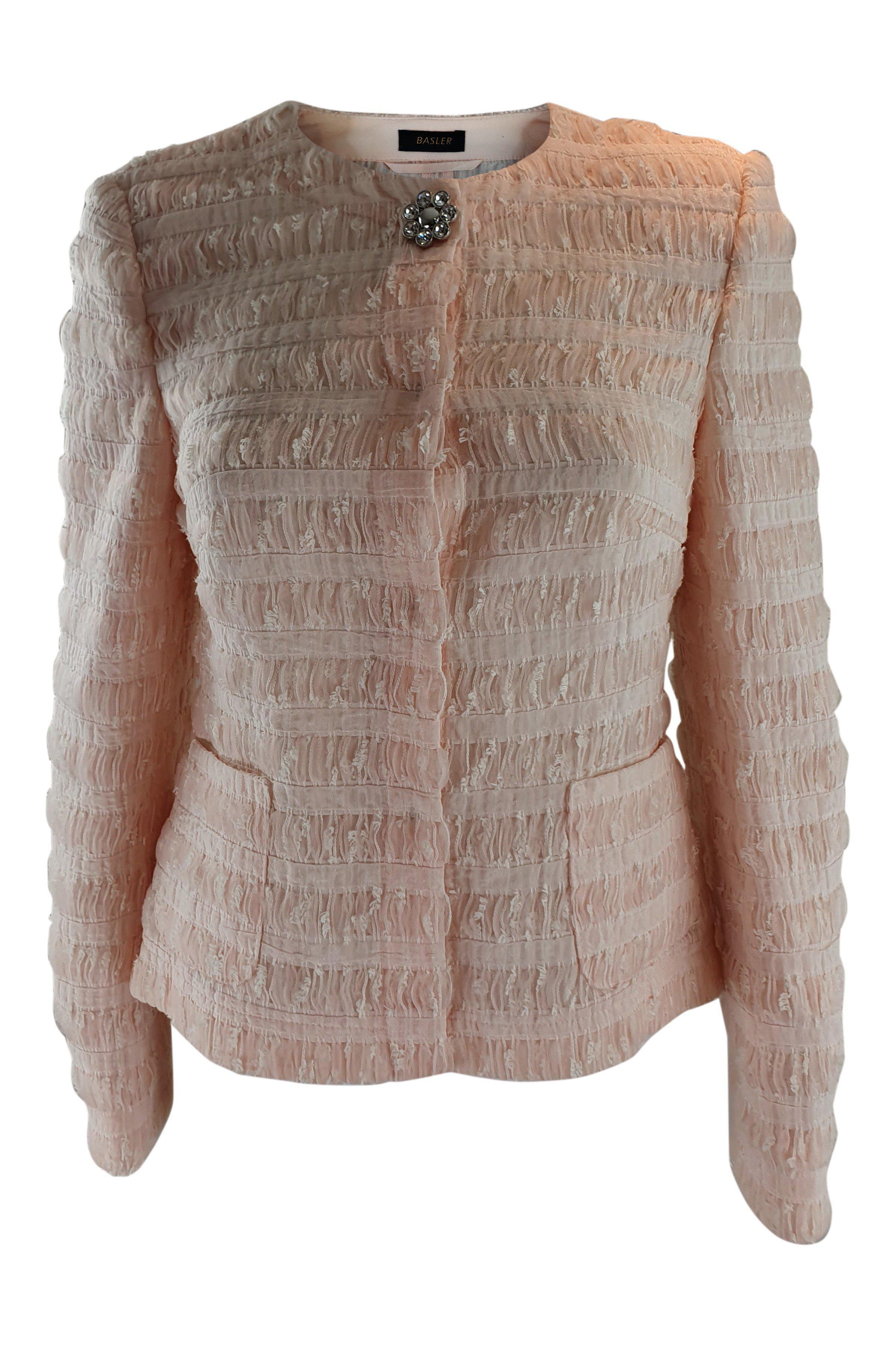 BASLER Women's Frosted Pink Cotton Blend Long Sleeve Jacket - UK Size 10 | Soft & Comfortable Lightweight Coat for Fall & Winter | Perfect for Office, Travel & Casual Outfits
