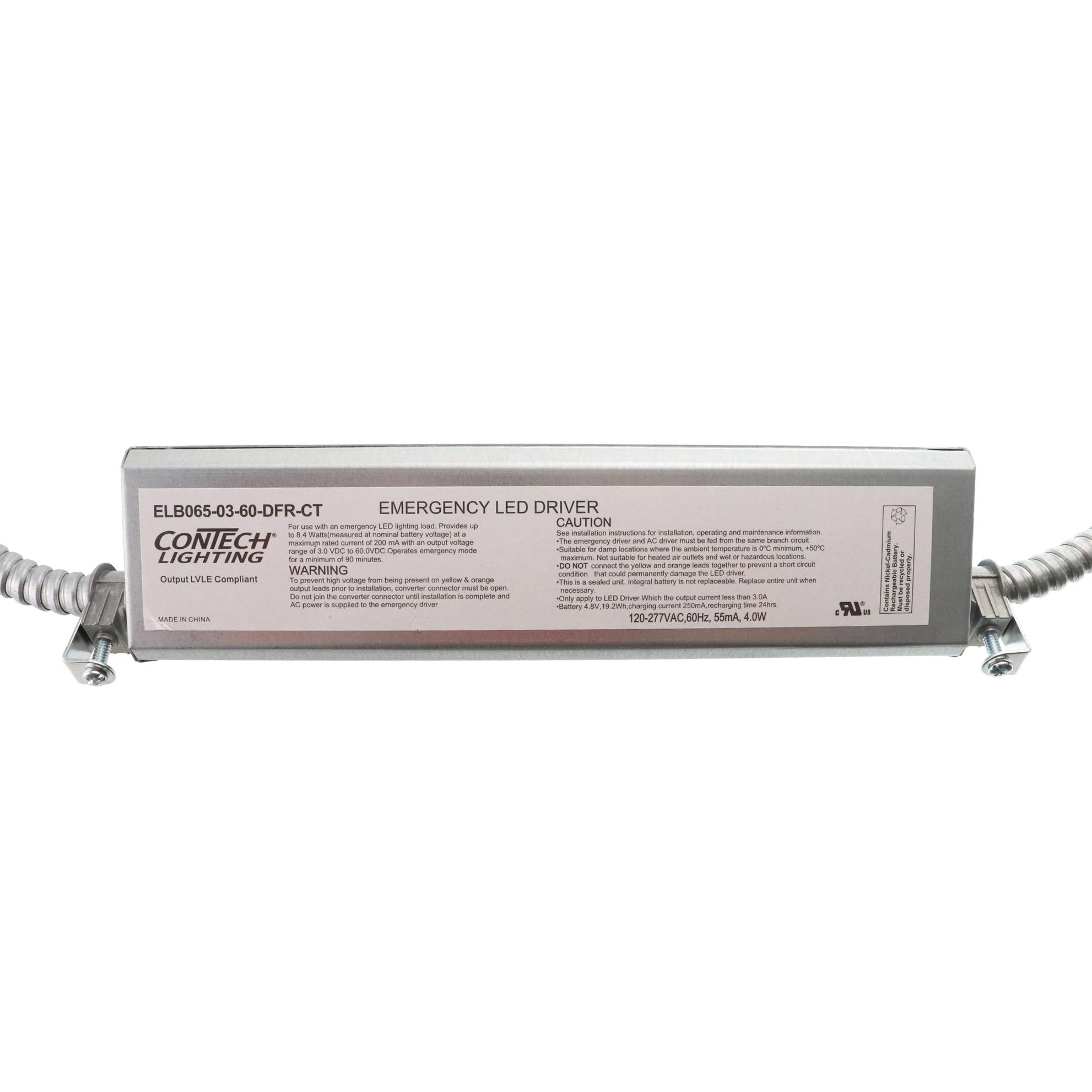 ConTech ELB065-03-60-DFR-CT Emergency LED Driver 120-277V 60Hz 55mA 4.0W - Backup Power for LED Lights in Buildings, Warehouses & Emergency Exits