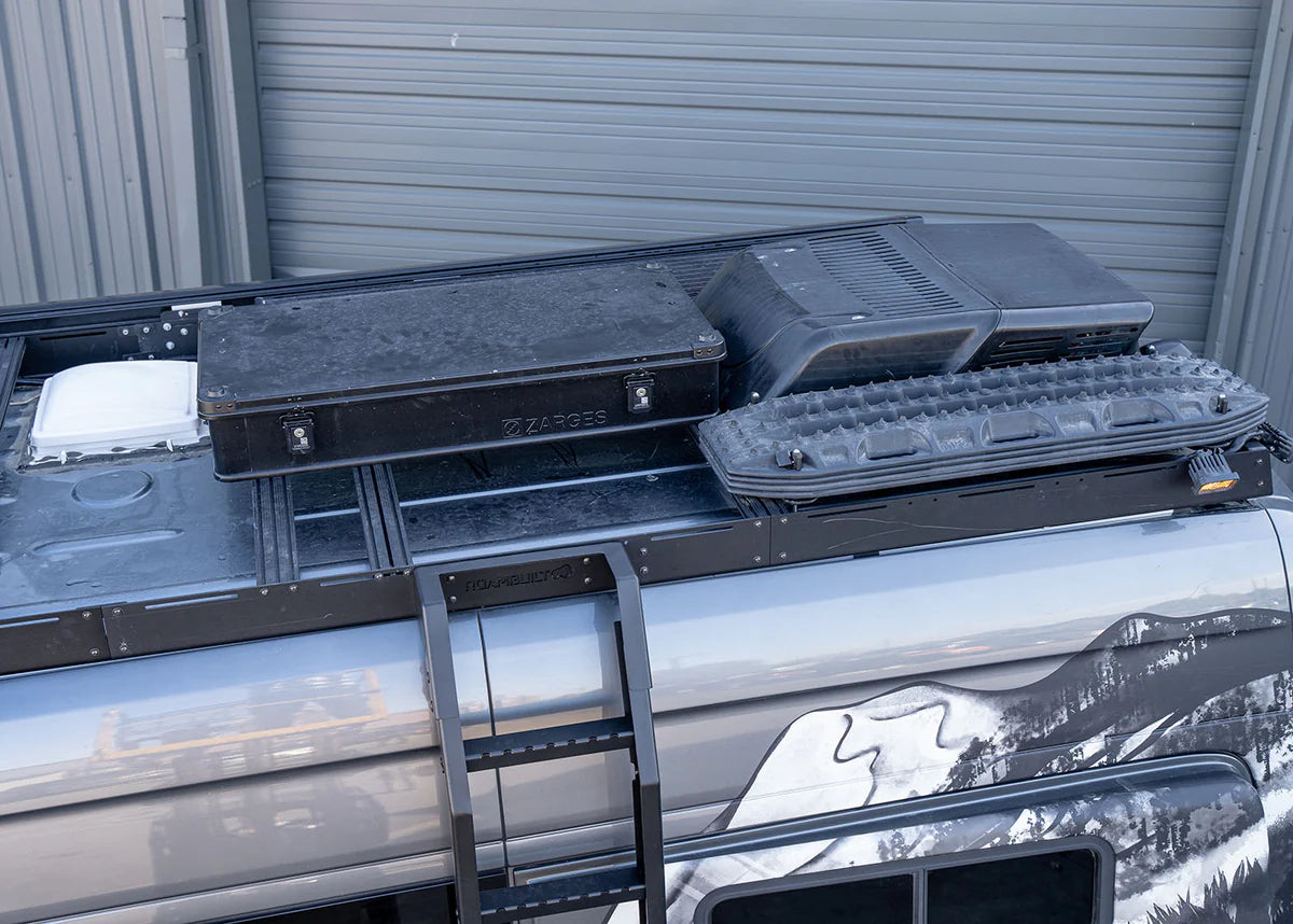 ROAMBUILT Flatpack Roof Rack for 2007-2023 Mercedes Sprinter Van | Heavy Duty Cargo Carrier | Perfect for Camping, Road Trips & Outdoor Adventures