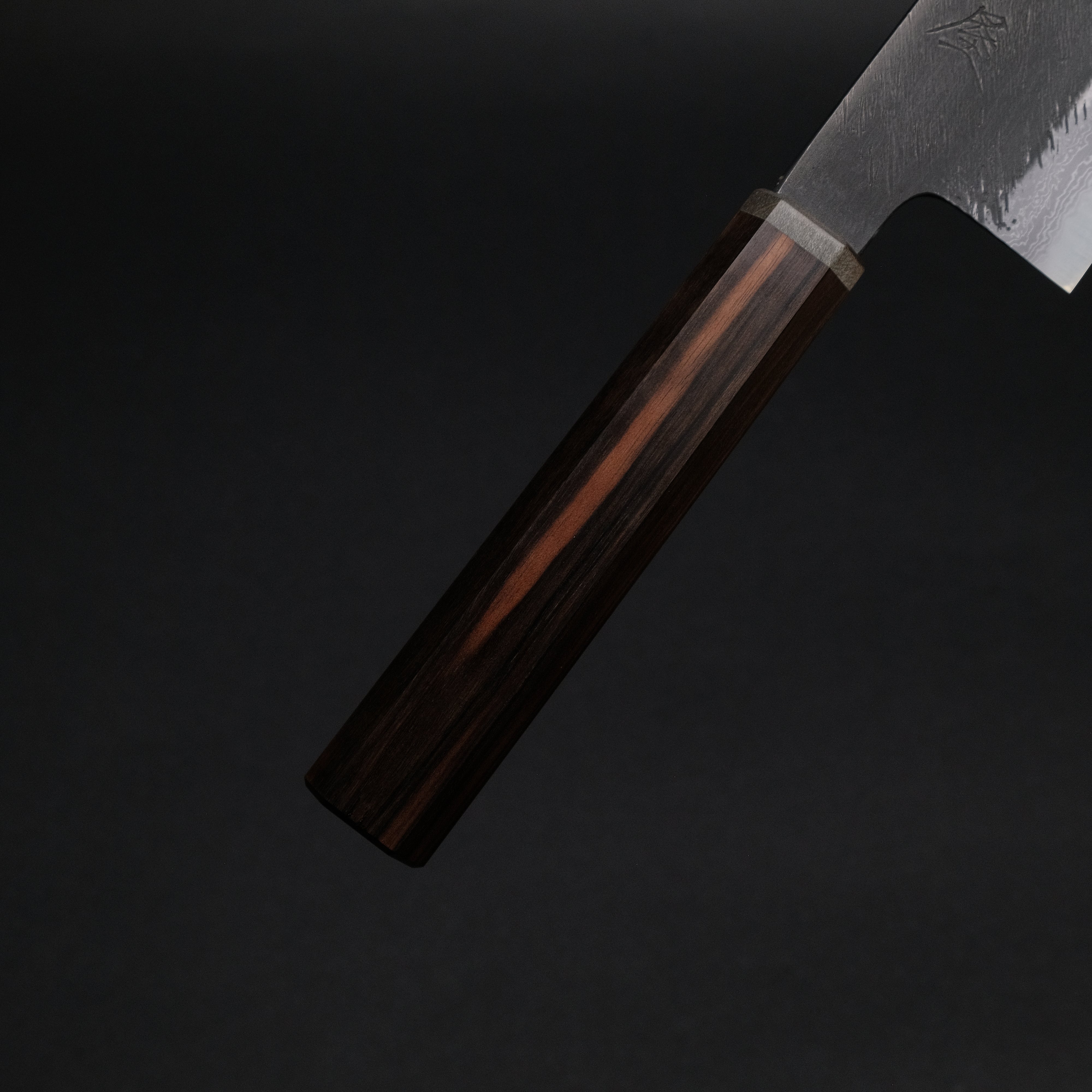 Premium Damascus Santoku Knife 180mm - White #2 Steel, Olive & Stabilized Wood Handle - Perfect for Slicing, Dicing, and Chopping Vegetables, Meat, and Fish in Professional & Home Kitchens
