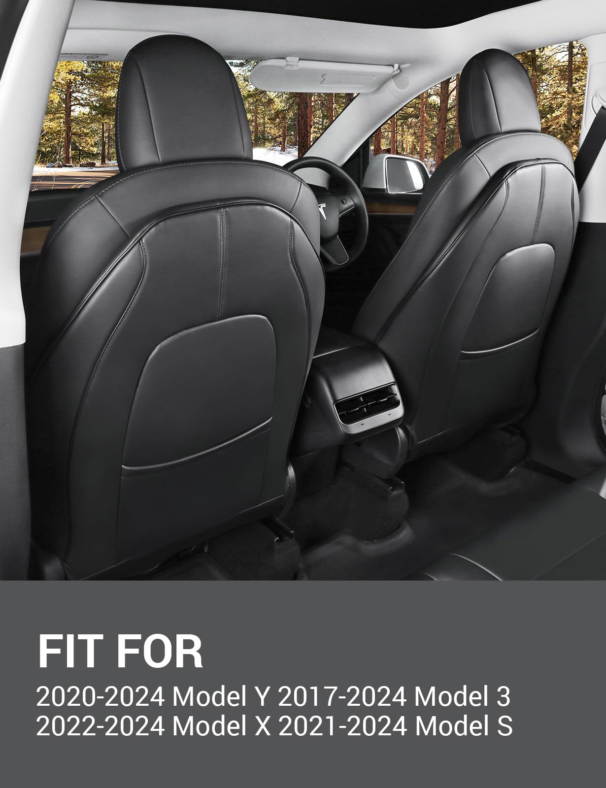 BASENOR Tesla Model 3 & Y Leather Seat Back Protector & Jack Pad - Premium Car Accessories for Comfort & Protection | Perfect for Road Trips & DIY Maintenance