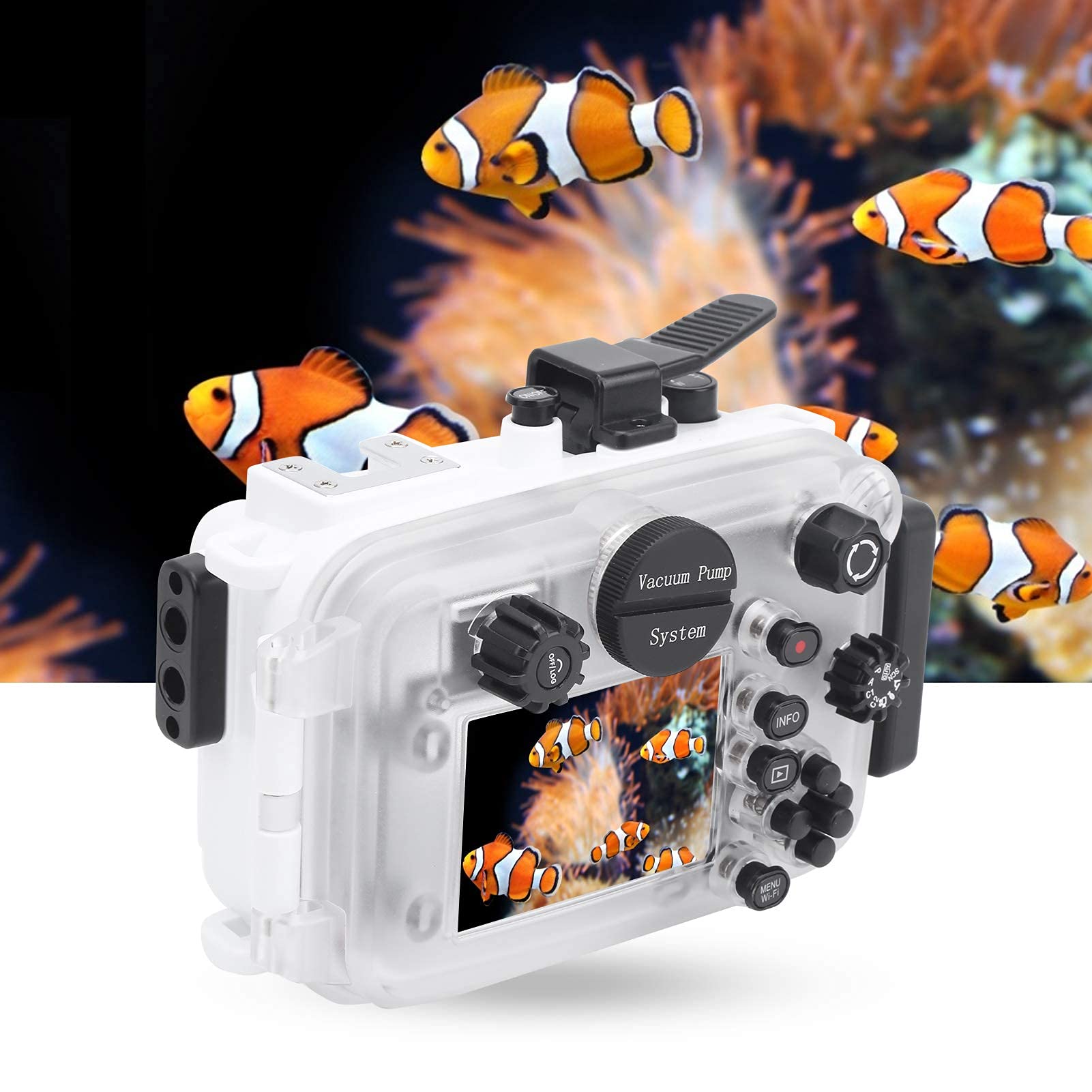 Waterproof Housing Case for Olympus TG6 - 60M/200FT Deep Underwater Camera Protective Shell, Diving Case for Snorkeling & Scuba Photography