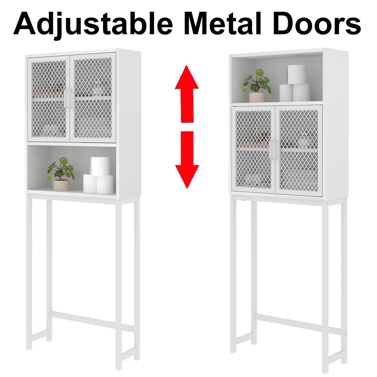 Over The Toilet Storage Cabinet - Industrial Bathroom Organizer with Rack | Freestanding Space Saving Shelf for Bathroom | White Oak Wood & Metal Design | Perfect for Small Bathrooms, Apartments & Dorm Rooms
