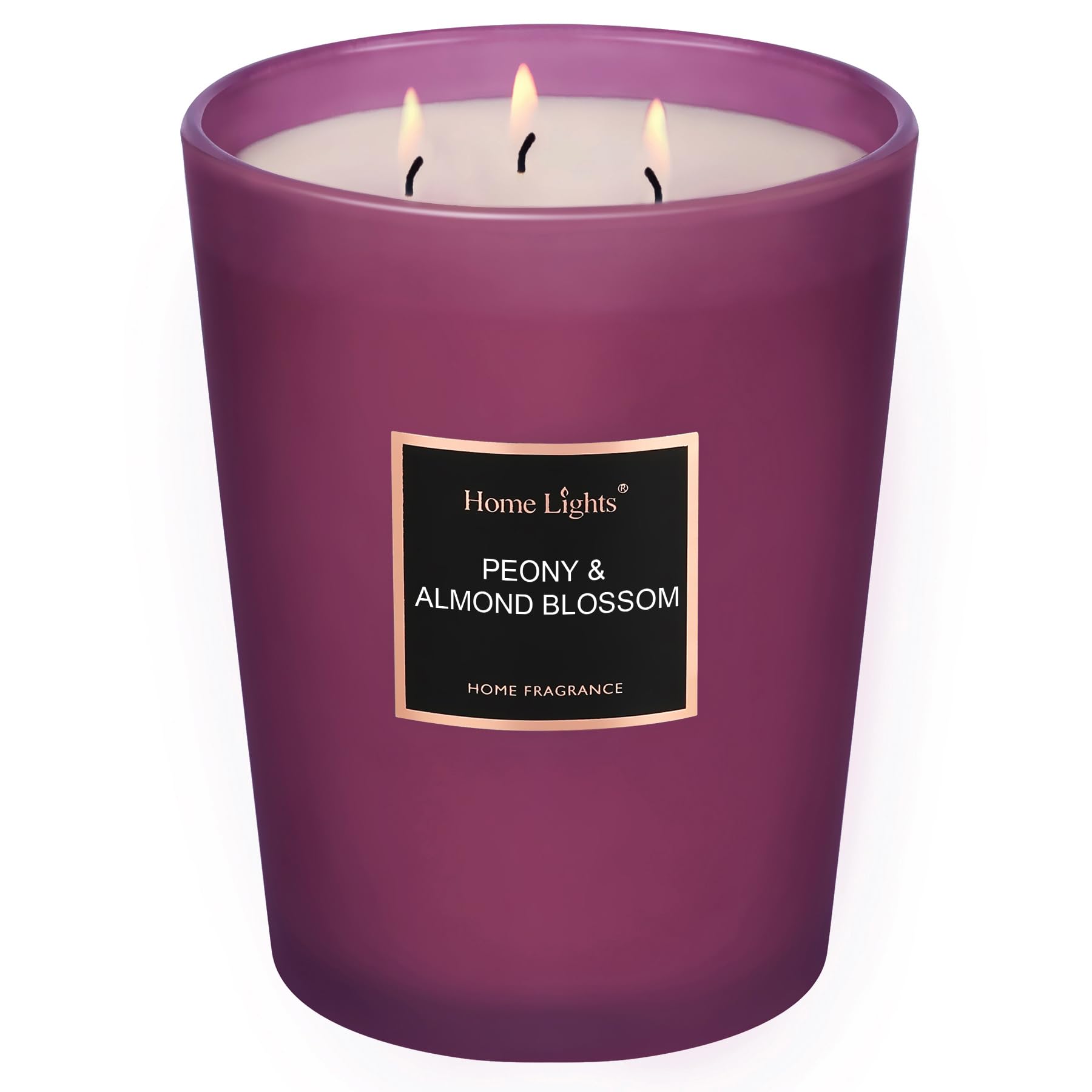 HomeLights Scented Candles - Large Jar Aromatherapy Candles with Natural Soy Wax, 130 Hours Long Burning, Peony & Almond Blossom Fragrance | Perfect for Relaxation, Meditation, Home Decor & Gift Giving