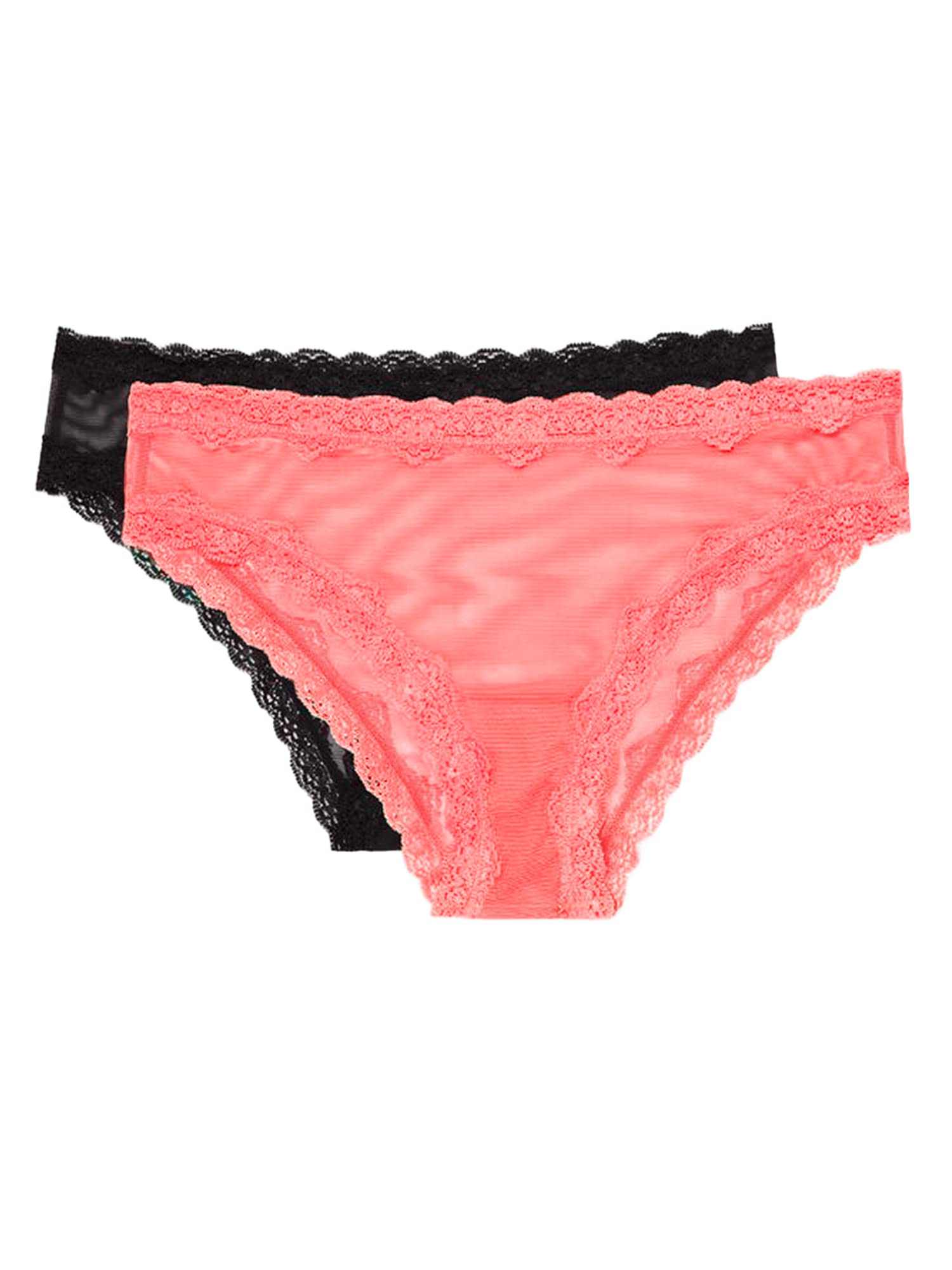 Smart & Sexy Women's Lace Trim Mesh Panty 2-Pack - Thong & Cheeky Bikini Underwear Set for Date Night & Special Occasions
