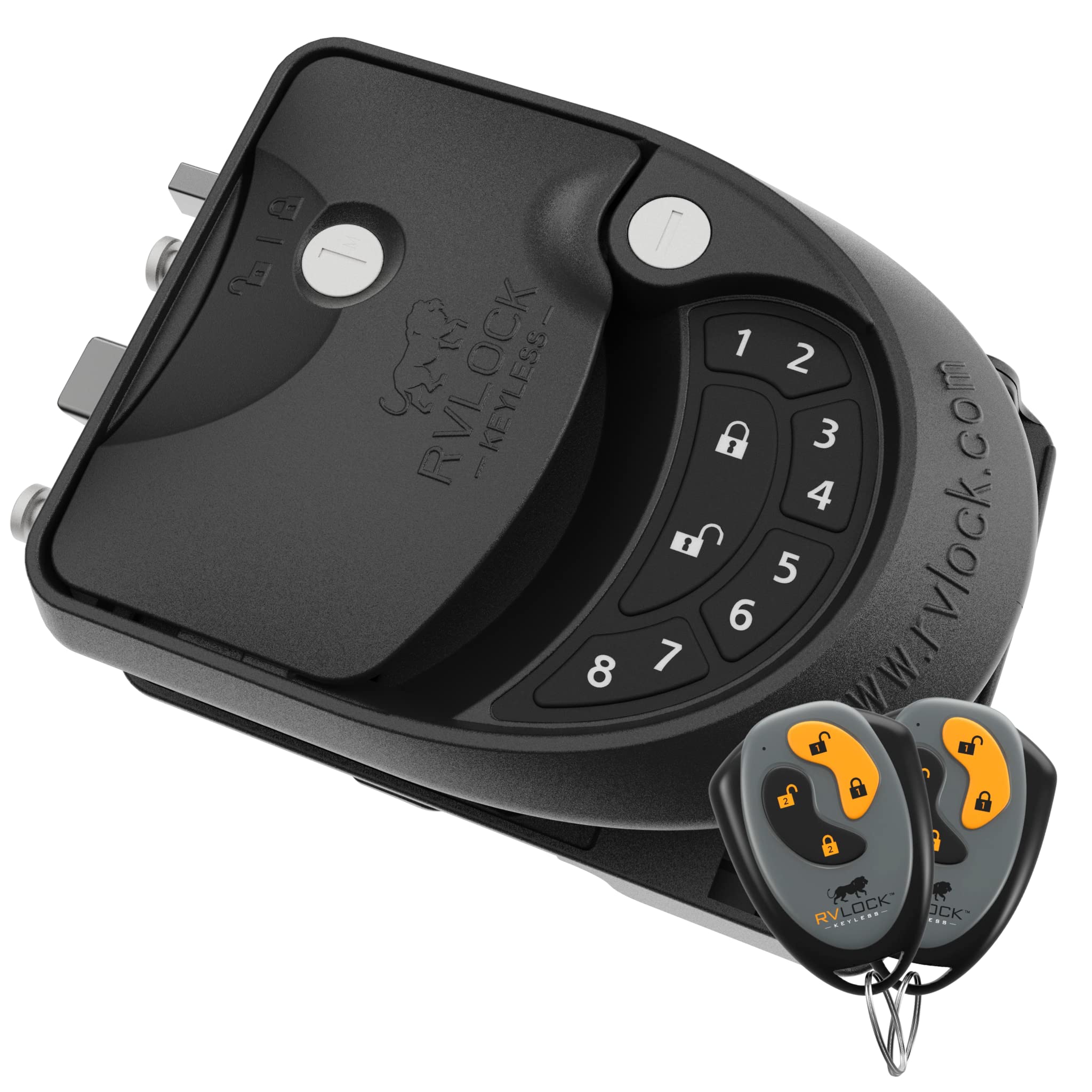 RVLock Class C Charter Keyless Entry Keypad & Handle with Fob - All Metal RV Door Lock Replacement Kit - Upgraded Silicone Keypad for Class C & A Motorhomes - Fits 4.5