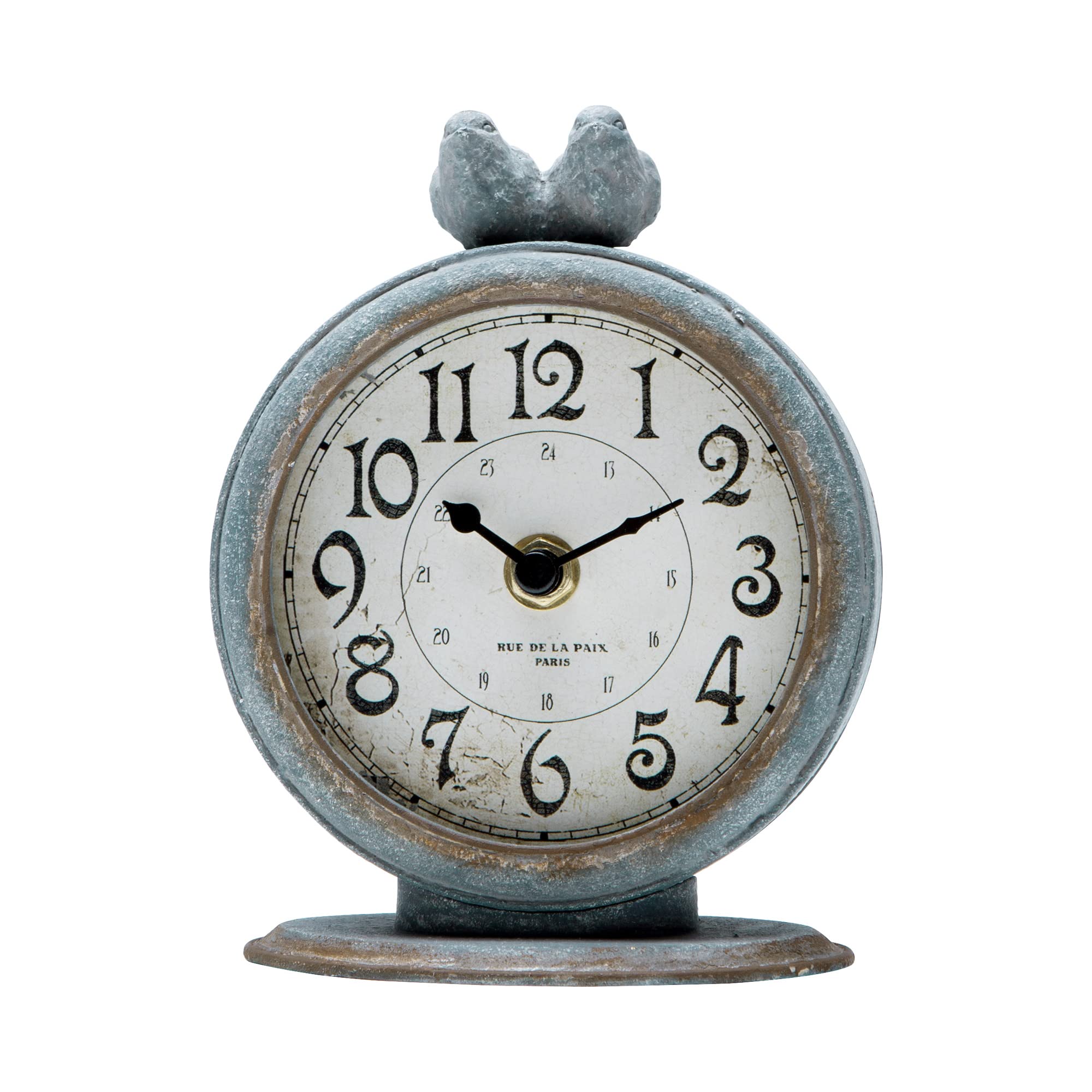 Vintage Shabby Chic Bird Clock - NIKKY HOME Decorative Tabletop & Shelf Clock for Living Room, Fireplace Mantel, Office Desk - 4.75