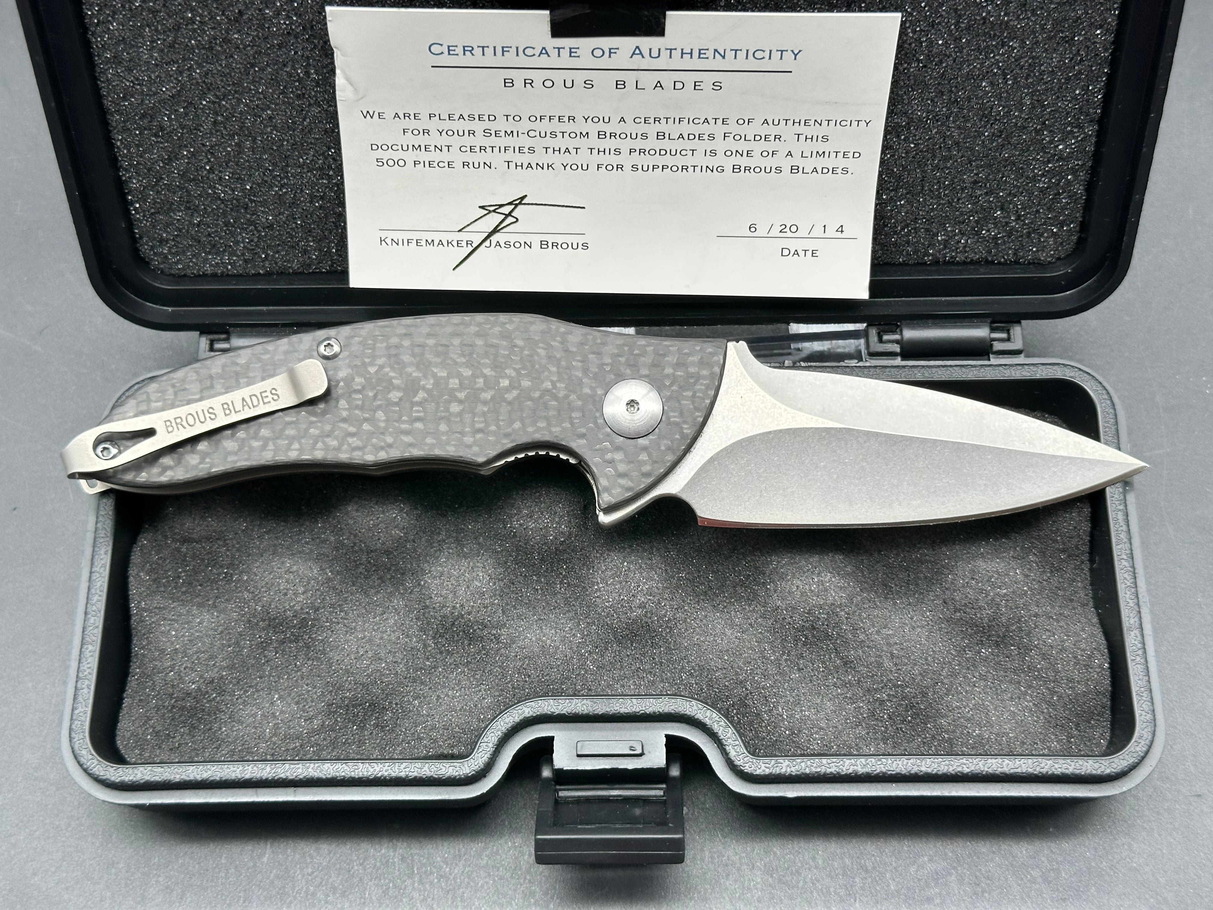 BROUS BLADES Caliber Flipper Folding Knife with Carbon Fiber Handle - Limited Edition Tactical EDC Pocket Knife for Outdoor Camping, Hunting & Survival Gear