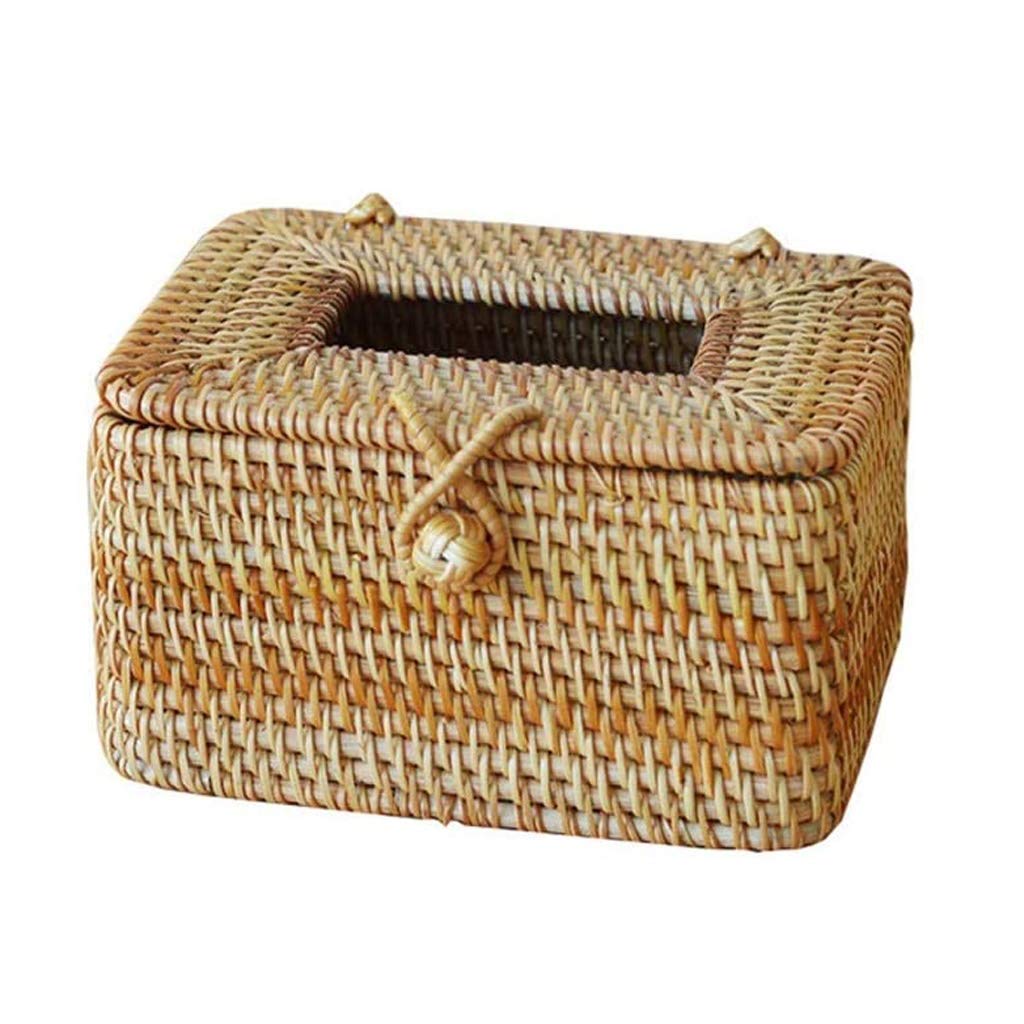 Handmade Rattan Tissue Box Holder - Rectangle Paper Rack for Napkins & Tissues | Elegant Home & Office Desk Decor | Perfect for Living Room, Bedroom, Bathroom Organization