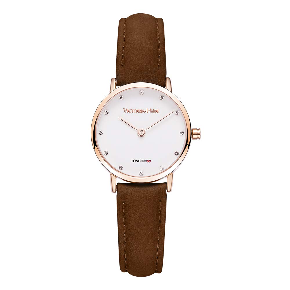 VICTORIA HYDE Women's Elegant Small Dial Quartz Watch with Genuine Leather Strap - Detachable, Waterproof - Perfect for Office, Date Night & Everyday Wear