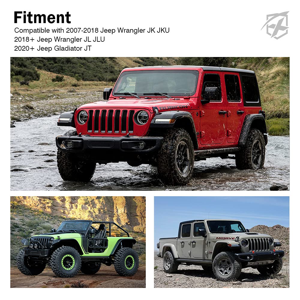 Xprite Aluminum Hood Latches with Retro Flag - Adjustable Hood Latch Catches Kit for 2007-2025 Jeep Wrangler JK JKU JL JLU & 2020+ Gladiator JT (1 Pair) - Heavy Duty Off-Road Accessories for Adventure & Trail Riding