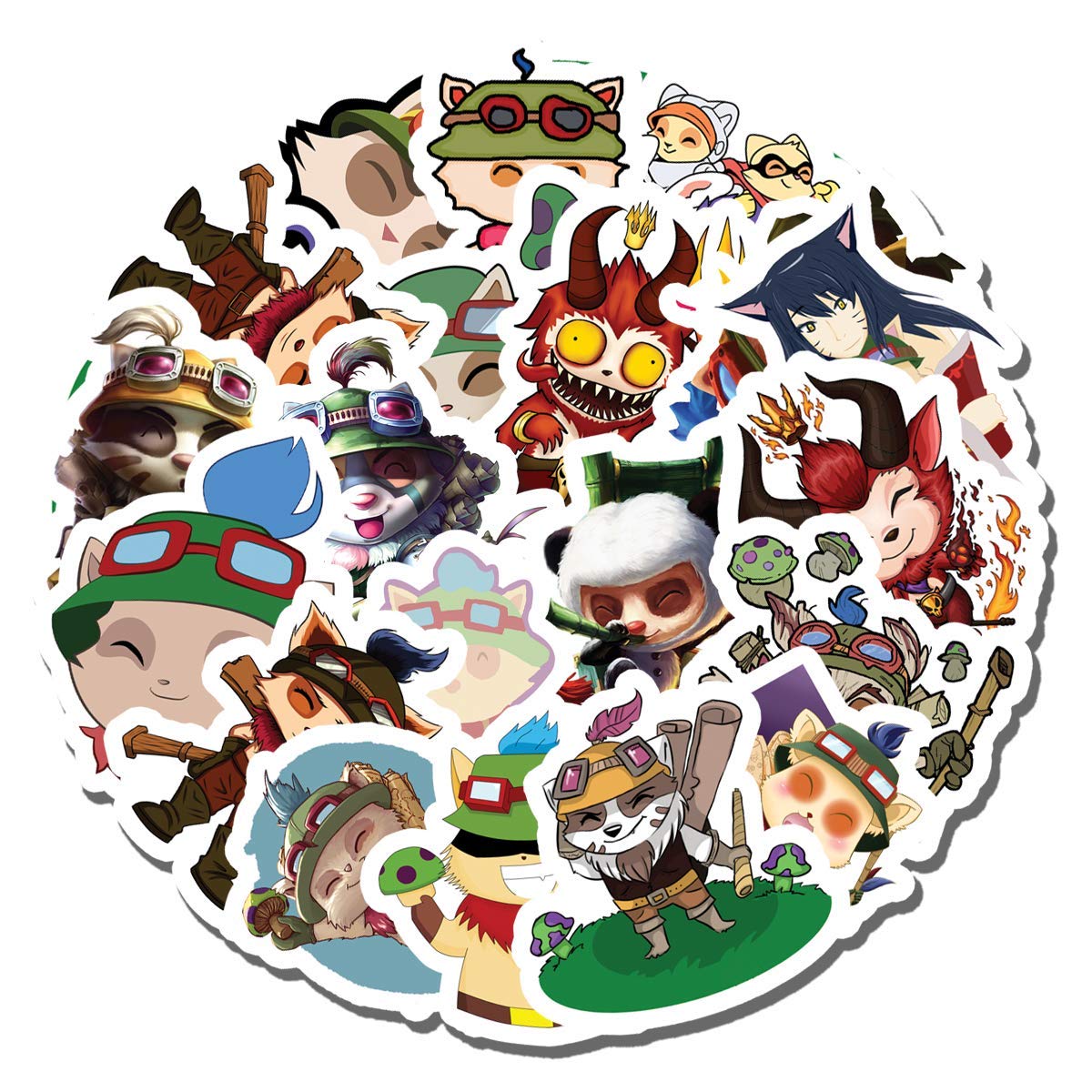 20 PCS Teemo Aesthetic Vinyl Stickers - Colorful Waterproof Decals for Water Bottles, Laptops, Scrapbooking, Luggage, Guitars & Skateboards | Perfect for DIY Crafts, School Supplies & Personalizing Your Belongings