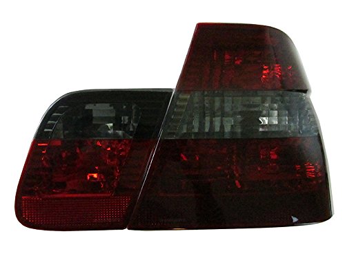 DEPO Crystal Euro Red/Smoke/Red LED Tail Lights for 2002-2005 BMW E46 3 Series 4D Sedan - High Performance Replacement for Enhanced Visibility & Style