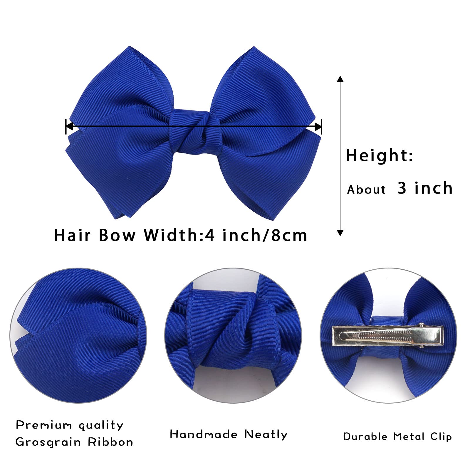 40pcs 4 Inch Grosgrain Ribbon Hair Bows for Girls - Toddler Baby Kids Teens Hair Clips with Alligator Clips - Perfect for School, Birthday Parties, and Daily Hair Accessories (20 Pairs)