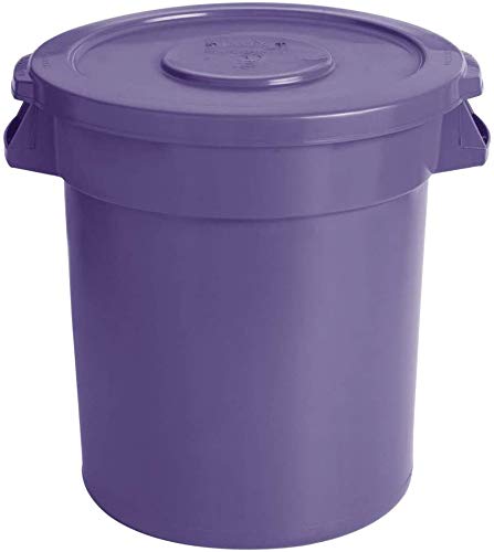 PRO&Family 41 Qt (10 Gallon/38L) Purple Round Commercial Trash Can with Lid - Heavy Duty Kitchen Garbage Bin, Recycling Waste Container for Home, Office, Restaurant & Outdoor Use