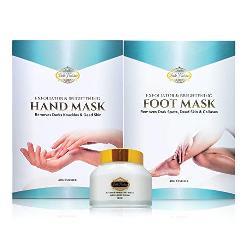 Belle Nubian Skincare Foot Mask & Hand Gloves Repair Kit - Natural Exfoliating Scrub with Moisturizers for Soft Skin | At-Home Spa Treatment for Cracked Heels & Dry Hands