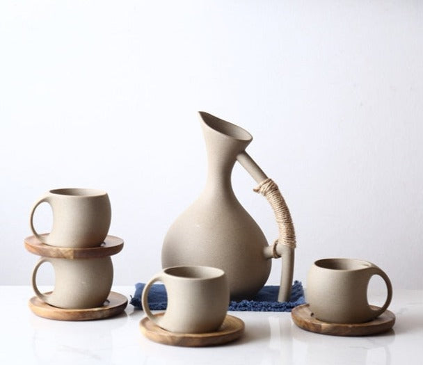 Handcrafted Izu Ceramic Pitcher & Cups Set - Japanese Tea Serving Pot with Matching Cups - Perfect for Tea Ceremonies, Home Decor & Gift Giving
