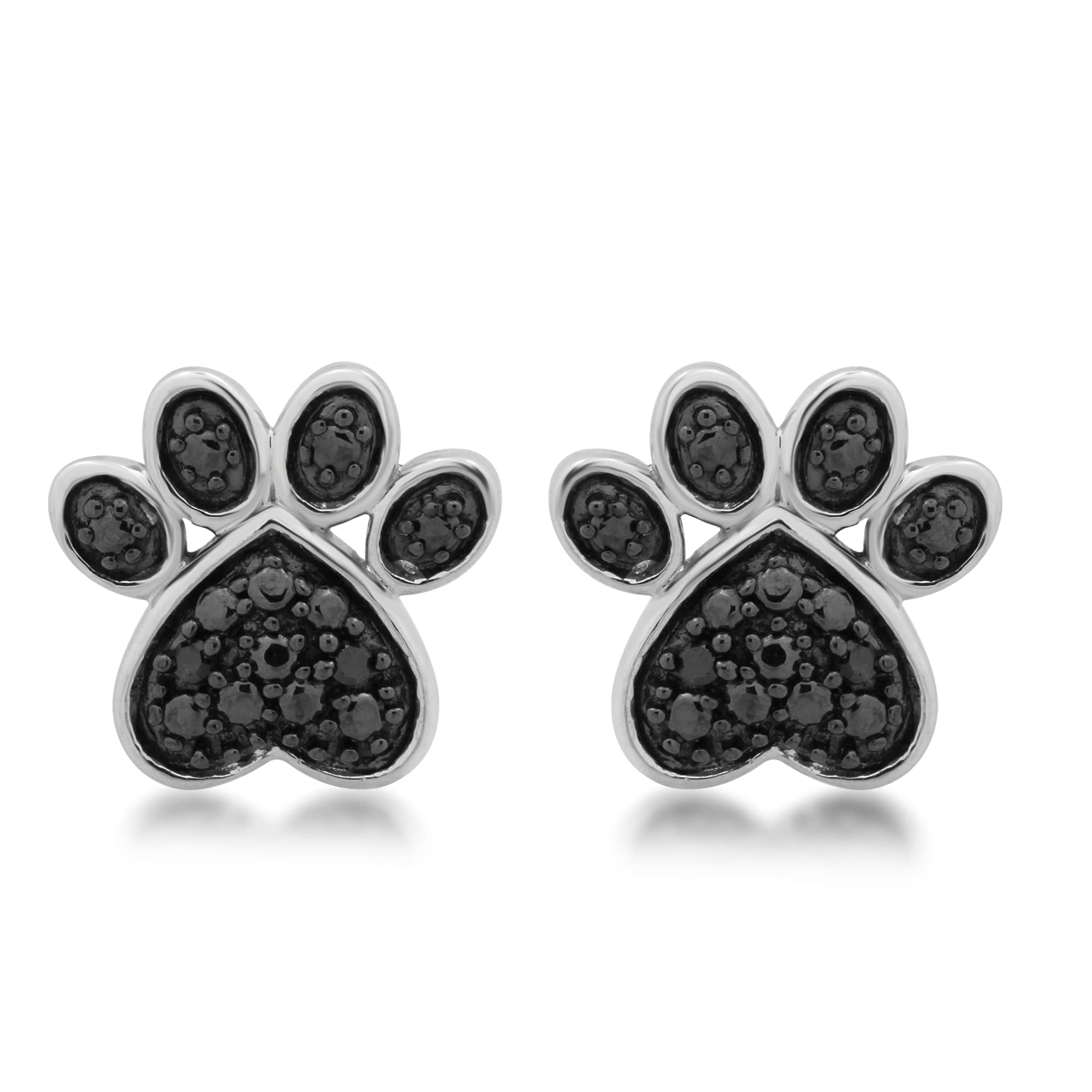 Jewelili Sterling Silver Dog Paw Stud Earrings & Pendant Set - Perfect for Pet Lovers, Animal Jewelry Gift for Women - Great for Daily Wear, Special Occasions & Dog-Themed Parties
