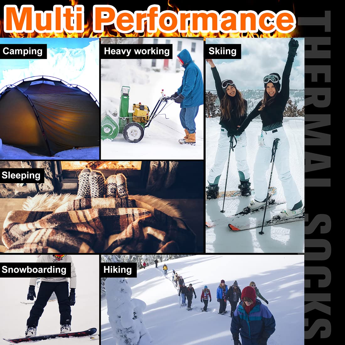 Thermal Winter Socks for Men & Women - Extra Thick Insulated Heated Crew Boot Socks for Extreme Cold Weather - Perfect for Skiing, Hiking & Outdoor Winter Activities