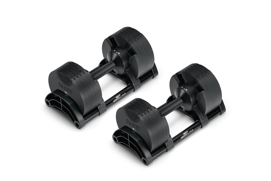 NÜOBELL 50lb Adjustable Dumbbells Set - Premium Matte Black Home Gym Weights for Strength Training & Fitness Workouts