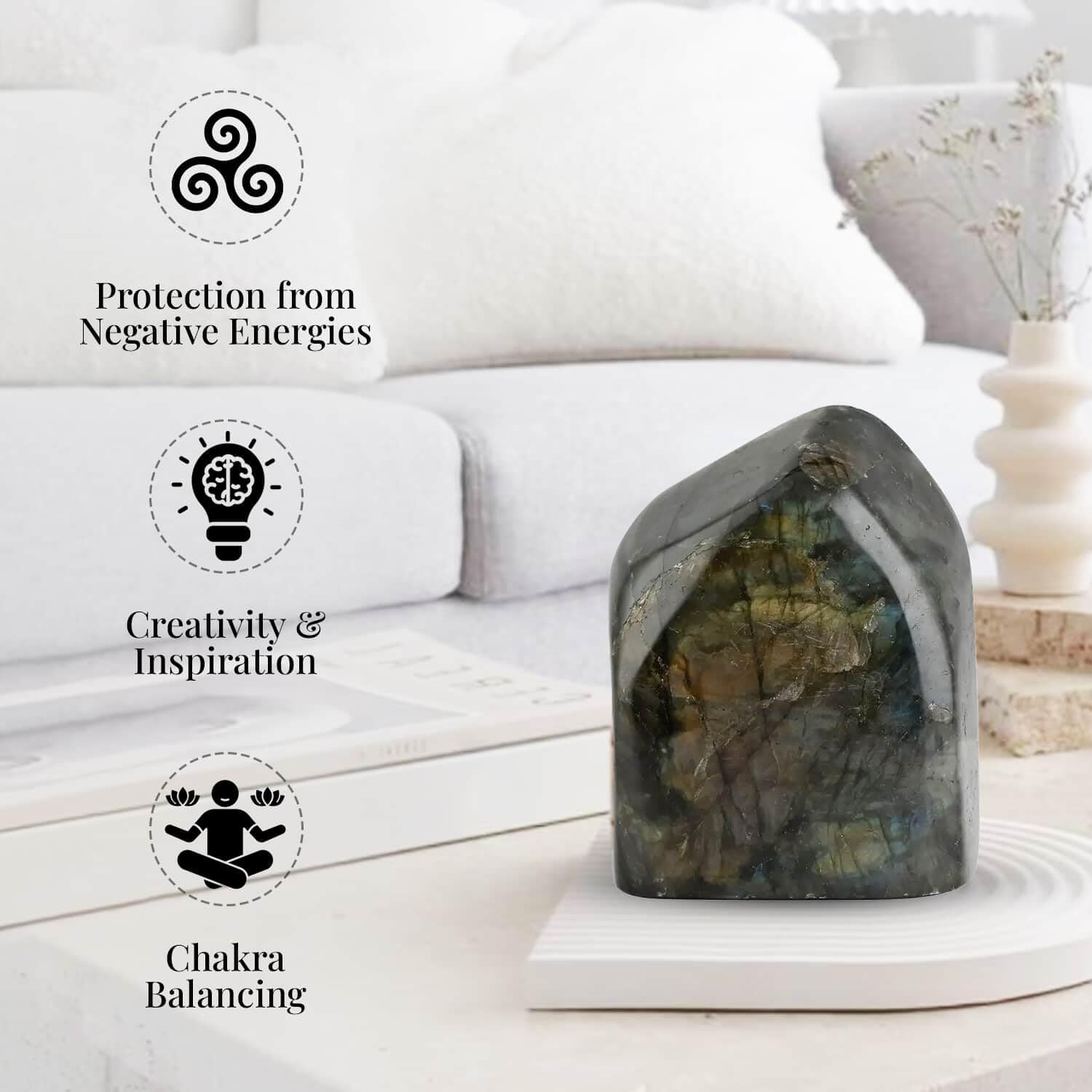 Labradorite Free Form Figurine - 2780 Ct Natural Stone Home Decor, Tabletop & Living Room Decoration, Unique Gift Idea for Housewarming & Spiritual Healing
