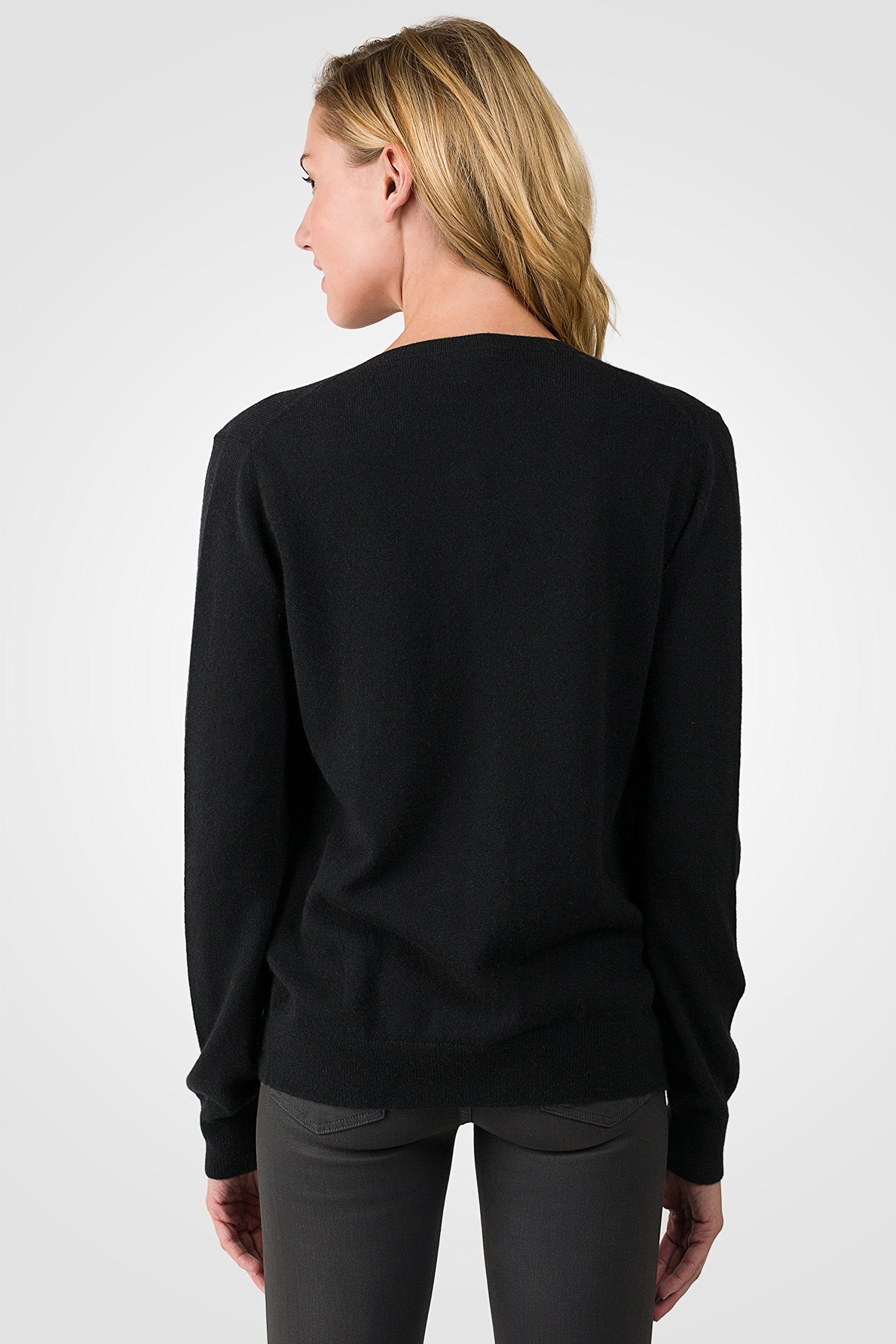 JENNIE LIU Women's 100% Pure Cashmere Button-Up Long Sleeve Crewneck Cardigan Sweater | Soft Warm Winter Knitwear for Office, Date Night & Casual Outfits