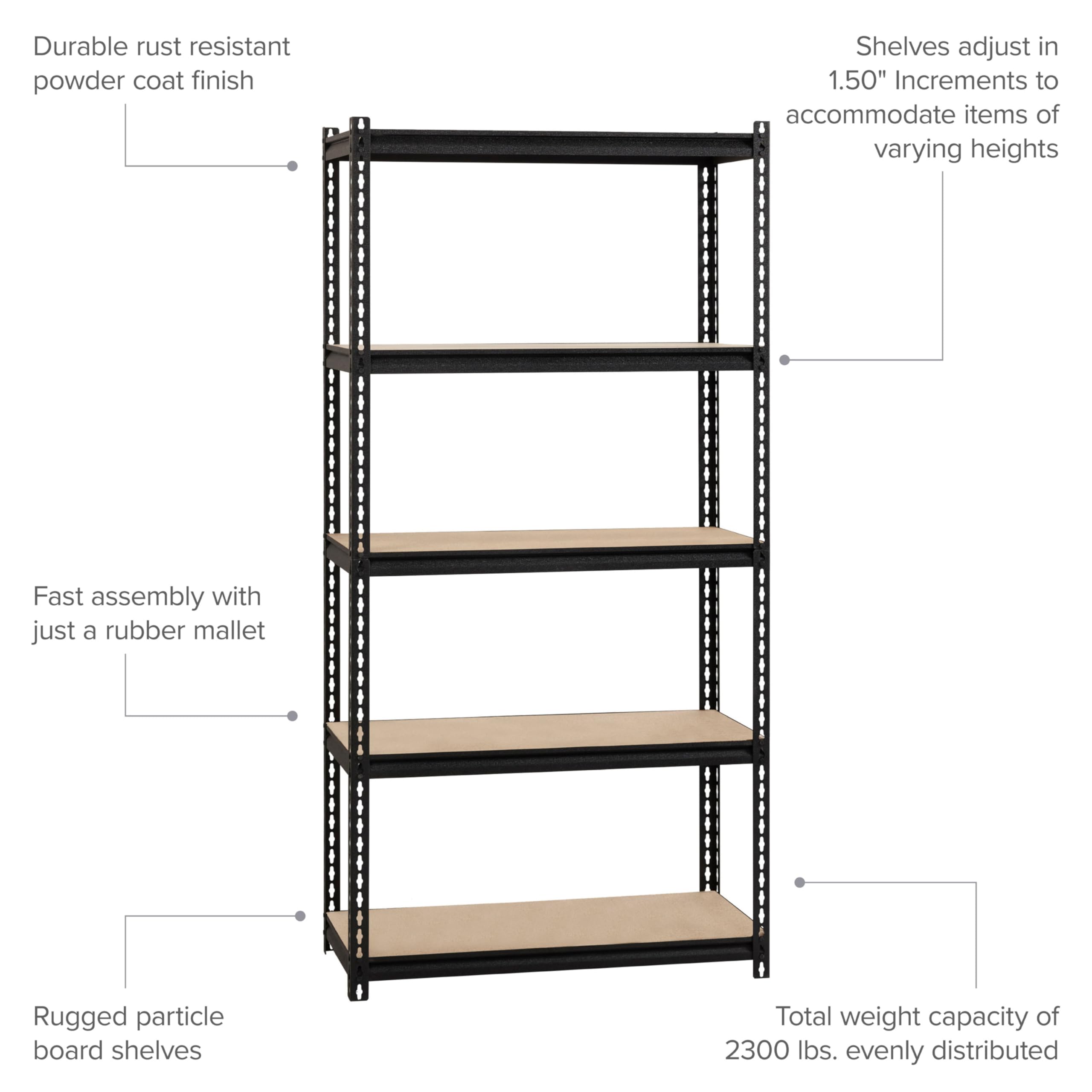 Heavy Duty Hirsh 2,300 Lb Capacity Iron Horse Shelving Unit - Industrial Strength Metal Storage Rack for Garage, Warehouse & Workshop Organization