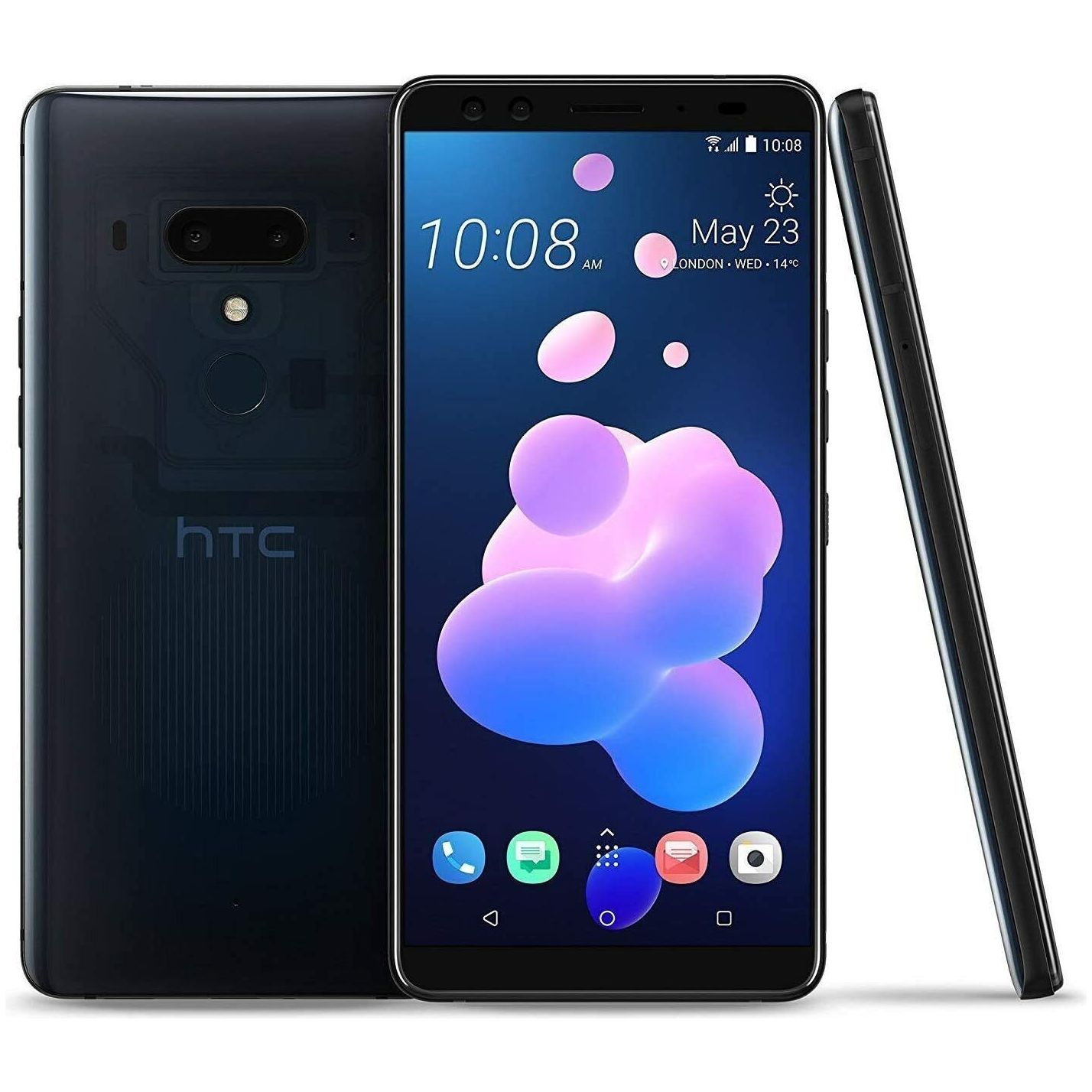**HTC U12+ 64GB Unlocked Smartphone (Ceramic Black) - GSM Compatible for AT&T, T-Mobile | Premium Android Phone for Streaming, Gaming & Productivity**