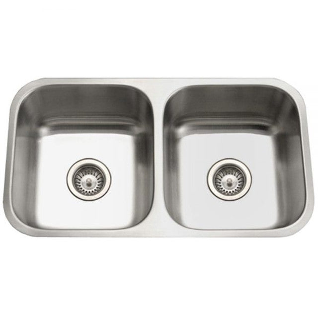 Houzer Eston Series 31 Stainless Steel Undermount 50/50 Double Bowl Kitchen Sink - 16 Gauge, Soundproof, Commercial Grade (STD 2100 1) | Perfect for Busy Kitchens, Restaurants & Food Prep Areas