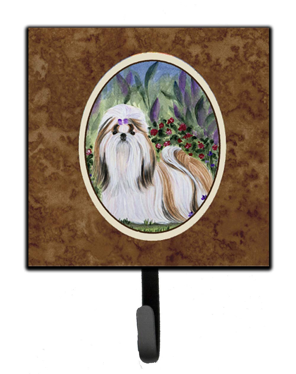 Caroline's Treasures SS8034SH4 Shih Tzu Leash Holder & Key Hook - Small Multicolor Wall Mount for Dog Accessories & Home Organization - Perfect for Entryway, Mudroom or Pet Station