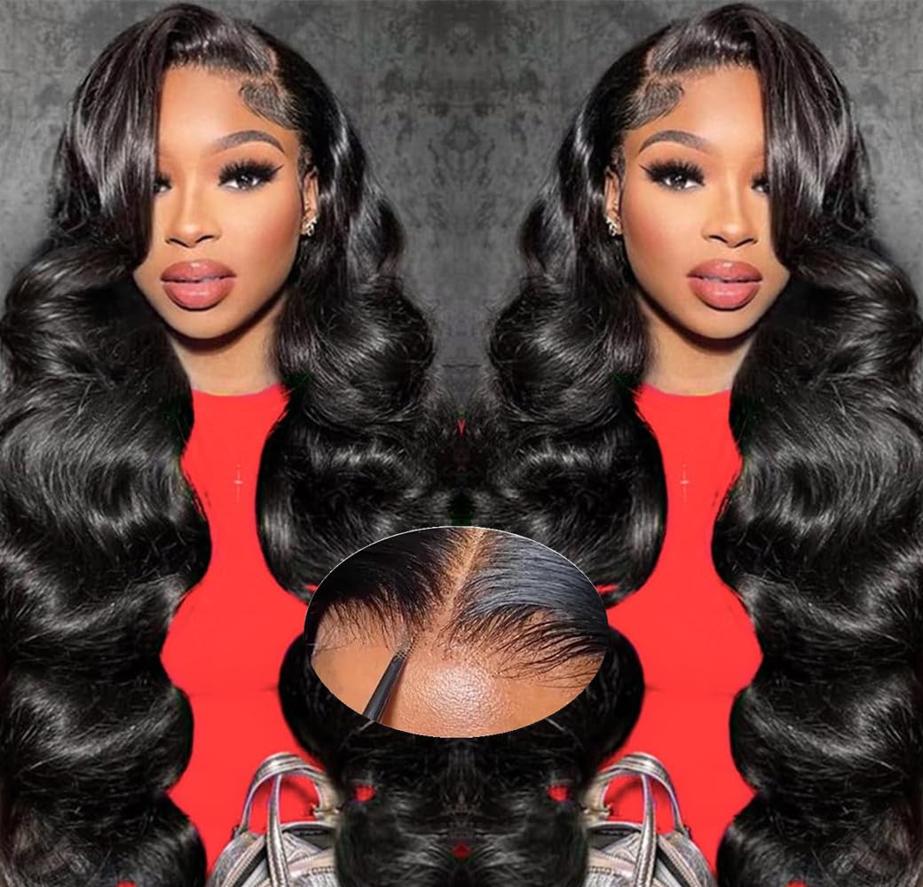 5x5 HD Lace Closure Wigs Human Hair - Pre Cut Lace Glueless Wig, Wear & Go - 180% Density Body Wave Lace Front Wigs for Women - Natural Hairline - Perfect for Daily Wear, Parties, Weddings & Special Occasions