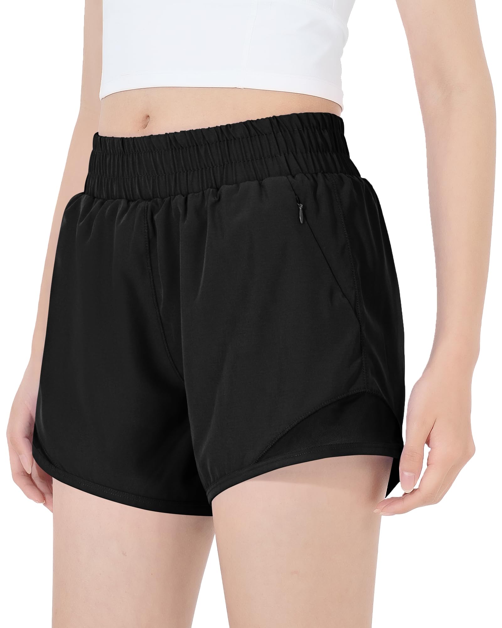 HASMES Girls' Athletic Shorts with Zip Pockets - Lightweight Running & Soccer Shorts for Kids Ages 5-14 Years - Perfect for Sports, Gym & Outdoor Activities