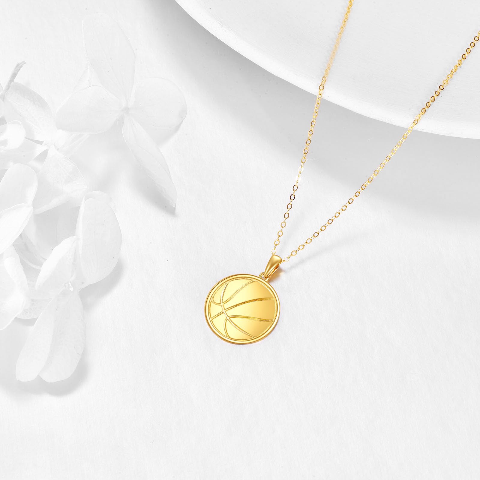 14K Solid Gold Sport Necklace Pendant - Real Gold Jewelry for Women & Men - Perfect Gift for Athletes & Sports Lovers - Gym, Running, Workout & Everyday Wear