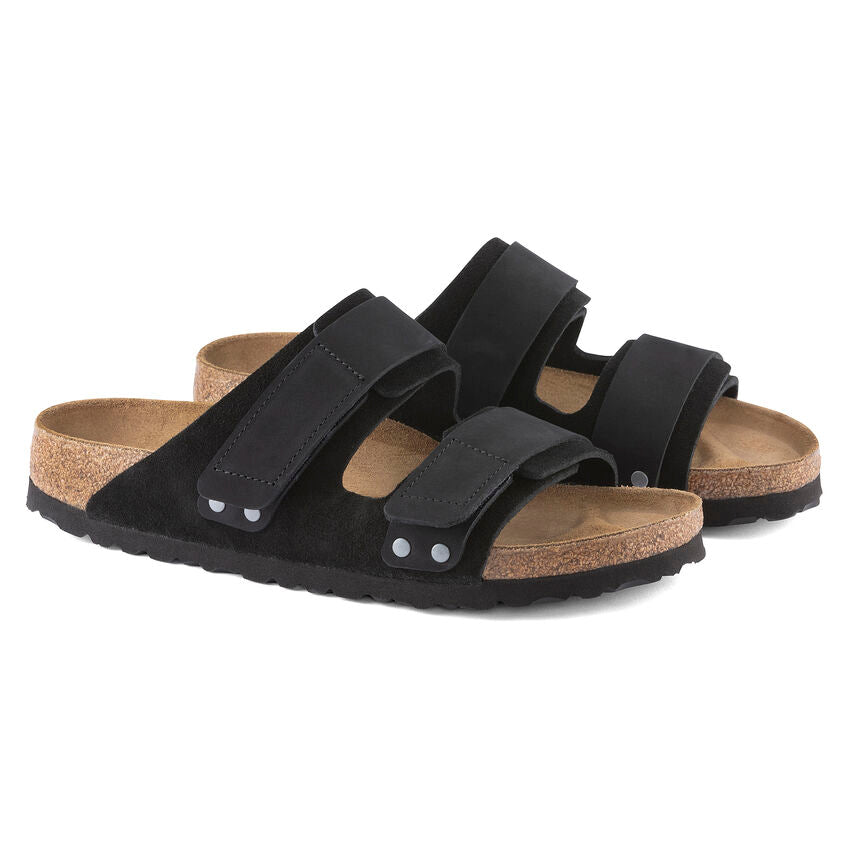 Birkenstock Women's Uji Nubuck Suede Leather Sandals in Black | Comfortable Casual Footwear for Walking, Travel & Everyday Wear