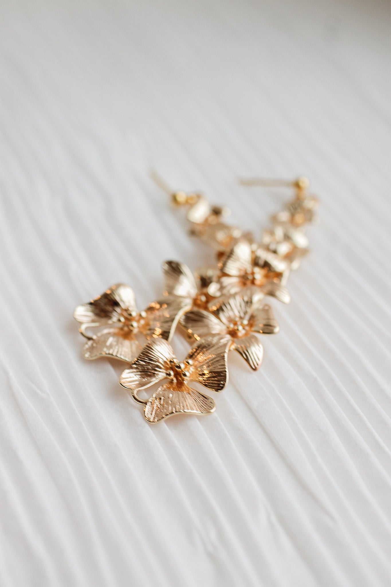 Annabeth Gold Flower Dangle Earrings for Women - Elegant Floral Drop Earrings for Party, Wedding & Everyday Wear