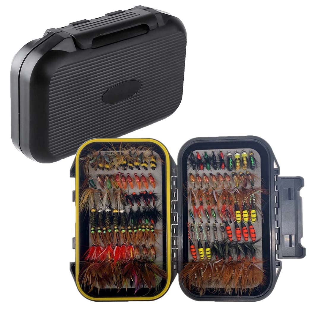 Premium Fly Fishing Flies Kit - 32Pcs to 148Pcs Assortment for Trout, Steelhead, Salmon & Bass | Dry Flies, Wet Flies, Nymphs, Streamers & Maggots | Ideal for Freshwater & Saltwater Fishing Adventures