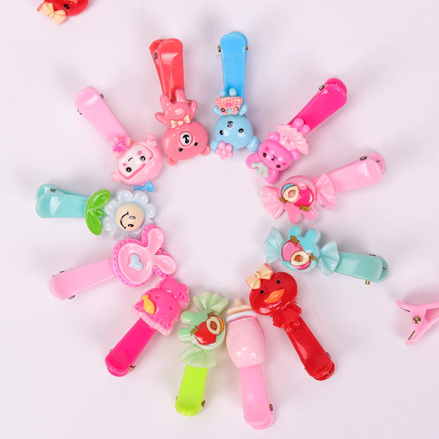 20Pcs Cute Cartoon Hair Clips for Girls, Teens & Women - Colorful Hairgrips with Fun Shapes - Perfect for School, Parties & Daily Hair Styling