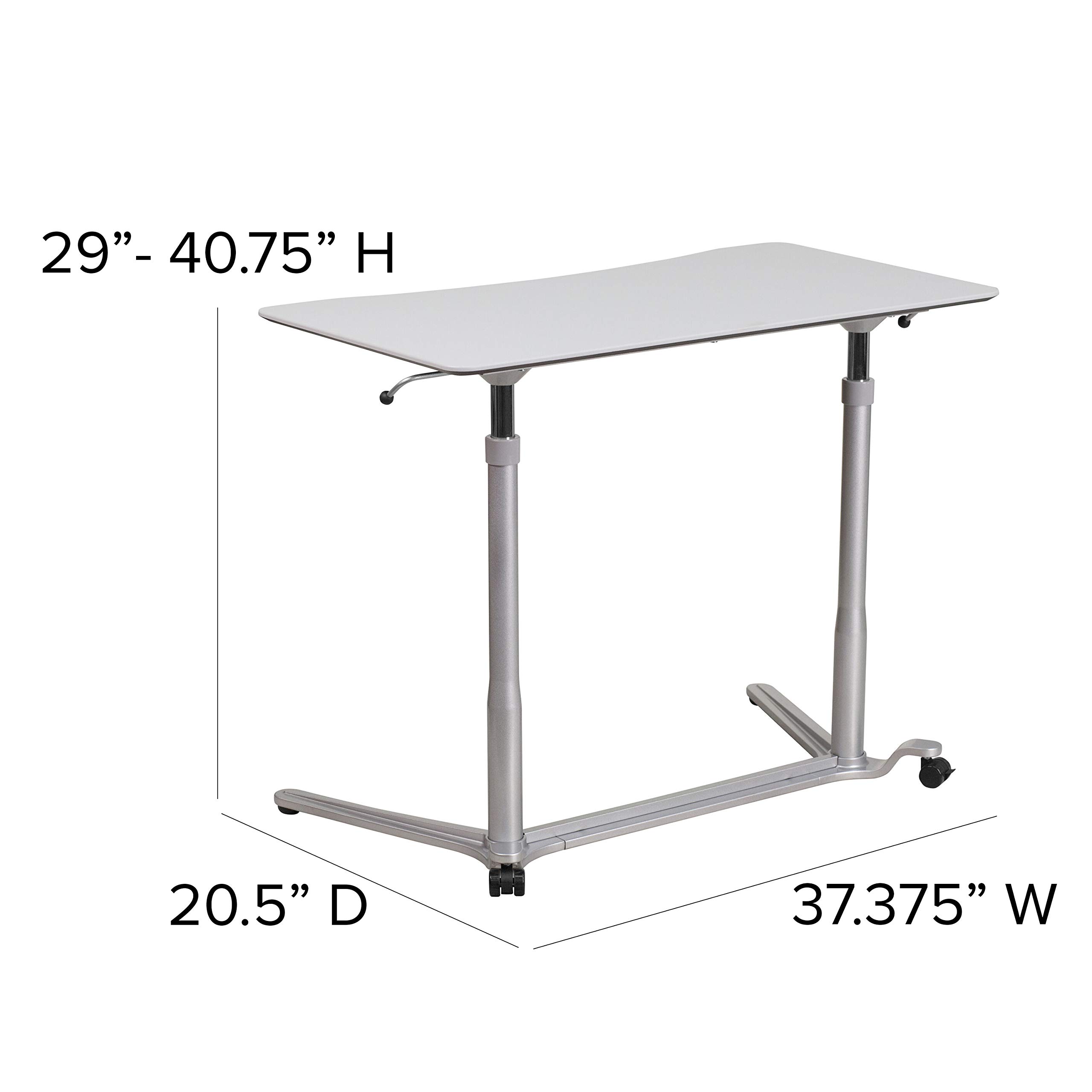 Ergonomic Adjustable Sit Stand Desk - Light Gray Height Adjustable Computer Workstation for Home & Office - Perfect for Remote Work, Gaming & Study