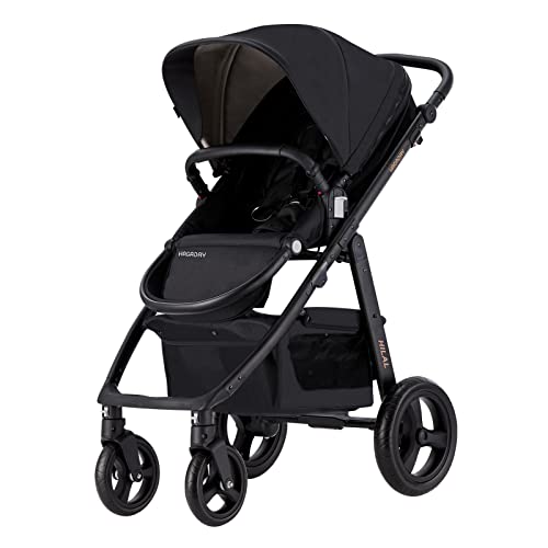 HAGADAY Reversible Baby Stroller for Newborn & Toddler - Lightweight Infant Stroller with Adjustable Seat (Black) | Perfect for Shopping, Travel & Daily Walks