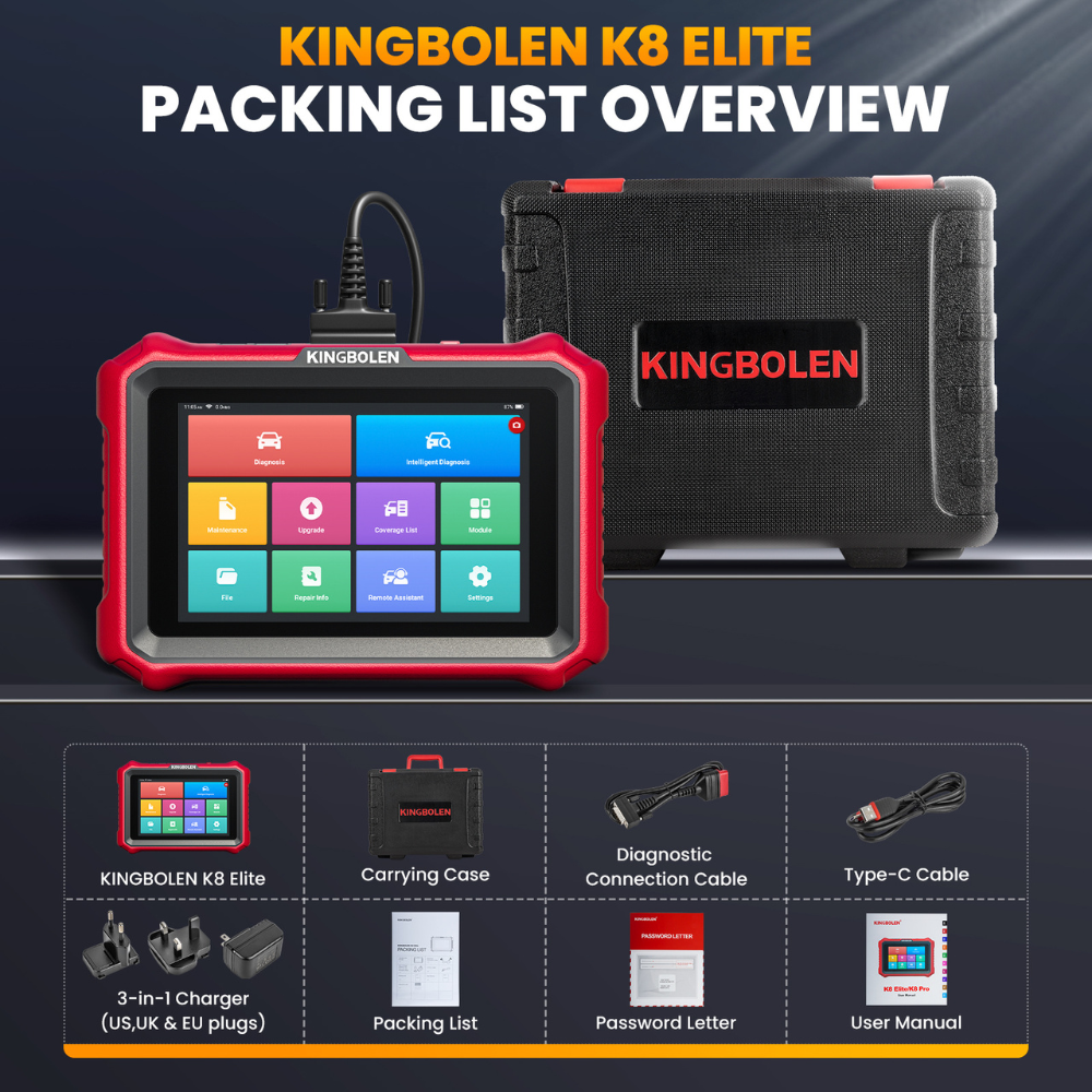 KINGBOLEN K8 Elite OBD2 Scanner - Wireless Car Diagnostic Tool with Lifetime Updates, ECU Coding, Bi-Directional Control & 34+ Resets for CANFD/DOIP/FCA AutoAuth Vehicles | Perfect for Mechanics & DIY Car Repairs