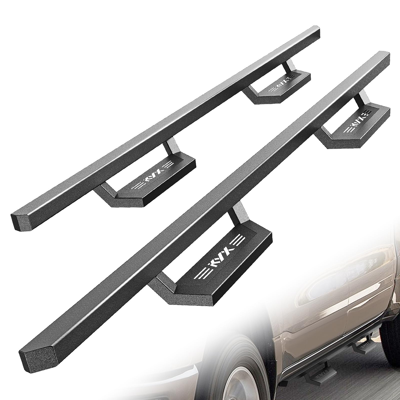 KYX 5 Inch Running Boards Side Steps for Dodge Ram 1500 Crew Cab 2019-2022 | Textured Black Powder Coated Nerf Bars | Off-Road & Daily Driving Protection